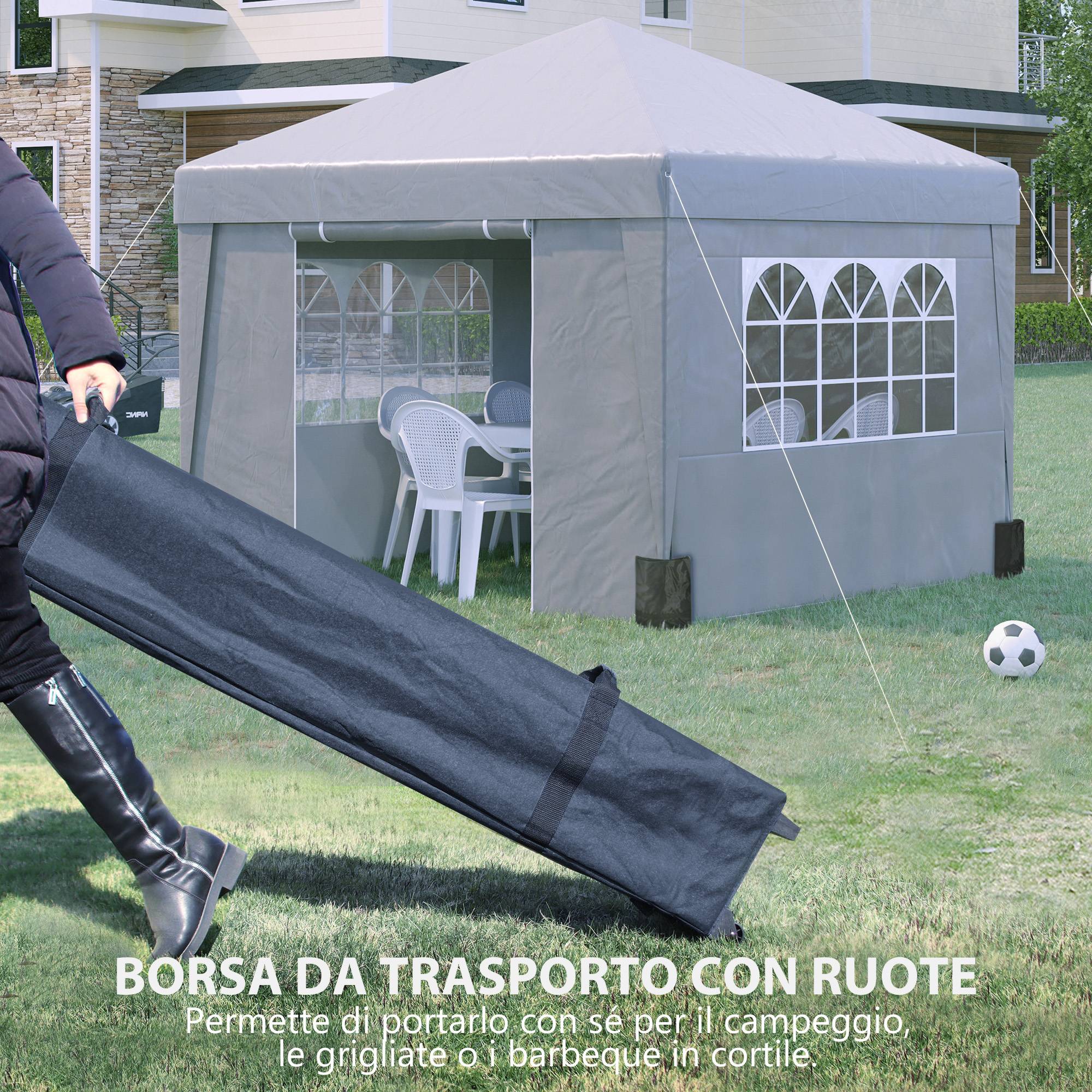 ComfortXL - Tonnelle Pliante Acier et Tissu Oxford Jardin Pop-up Hauteur Réglable 3x3m Gris Clair - ComfortXL Outdoor Living - Image 10