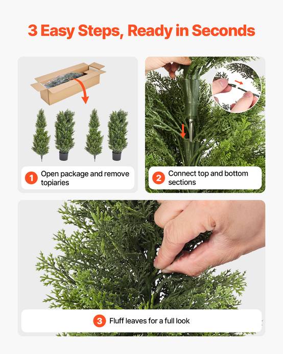 VEVOR Arbre Topiaire Artificiel en Cèdre Faux Pin Plante Déco Lot de 2 1524 mm - Image 4
