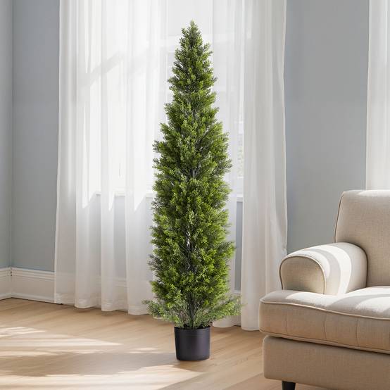 VEVOR Arbre Topiaire Artificiel en Cèdre Faux Pin Plante Déco Lot de 2 1524 mm - Image 8
