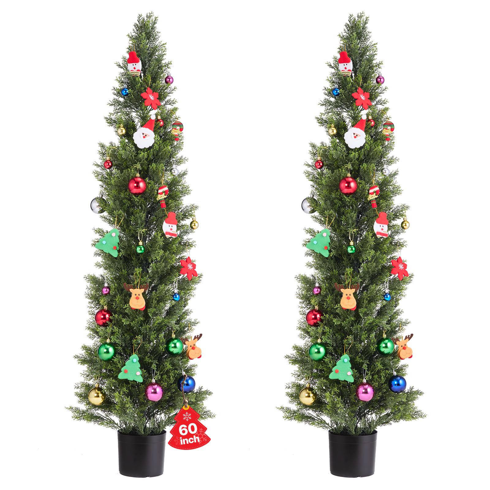 VEVOR Arbre Topiaire Artificiel en Cèdre Faux Pin Plante Déco Lot de 2 1524 mm - Image 1