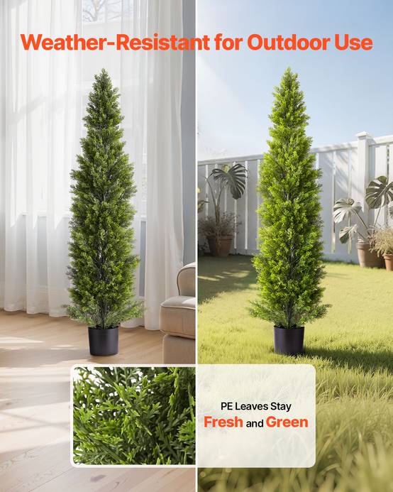 VEVOR Arbre Topiaire Artificiel en Cèdre Faux Pin Plante Déco Lot de 2 1524 mm - Image 3