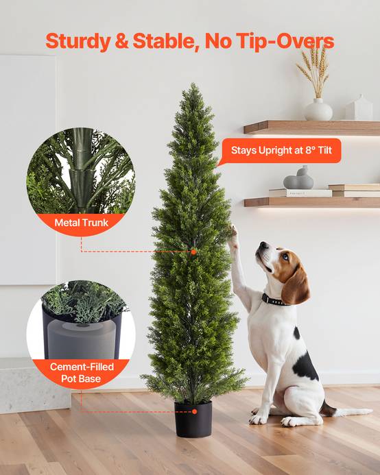 VEVOR Arbre Topiaire Artificiel en Cèdre Faux Pin Plante Déco Lot de 2 1524 mm - Image 6