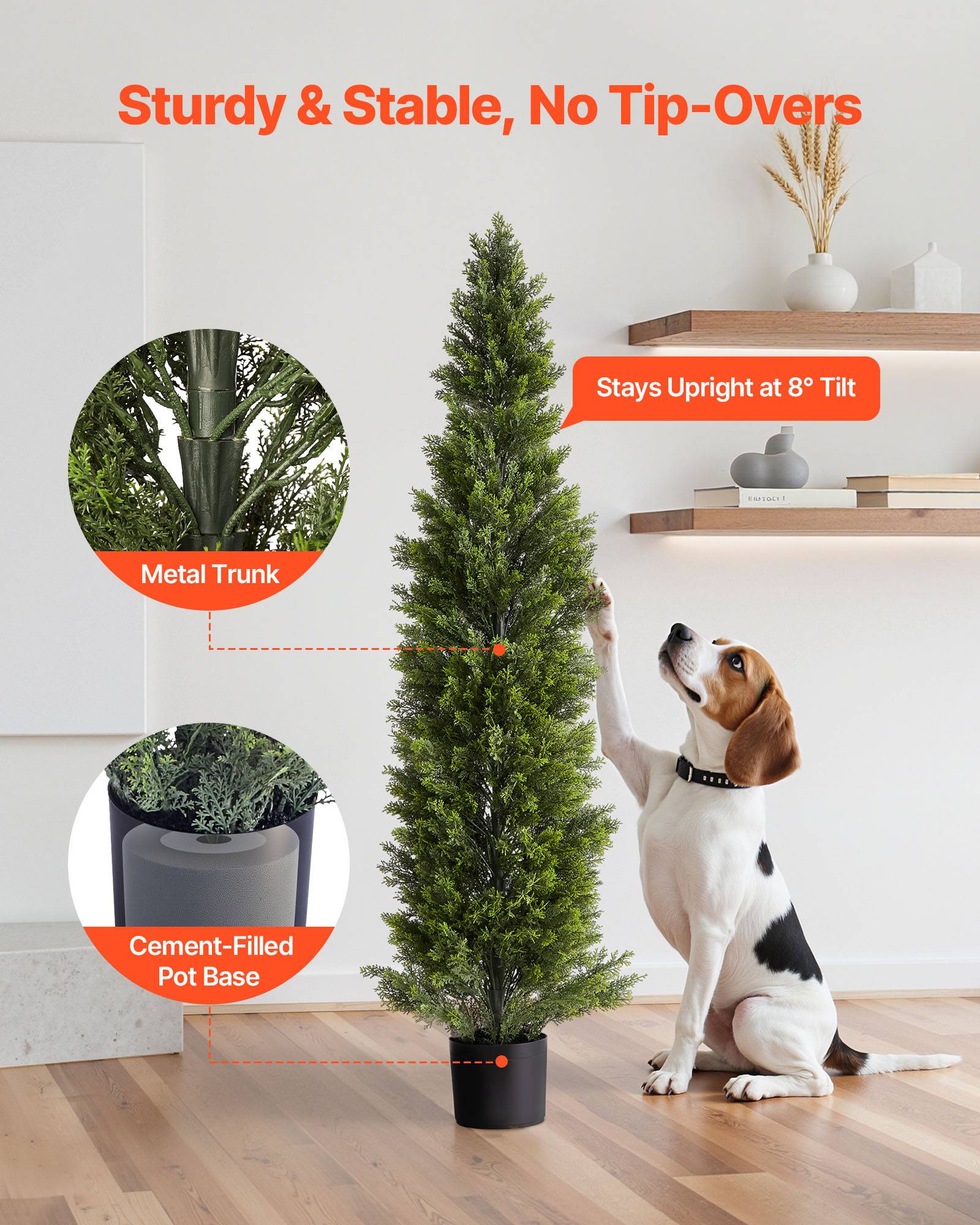 VEVOR Arbre Topiaire Artificiel en Cèdre Faux Pin Plante Déco Lot de 2 1524 mm - Image 6