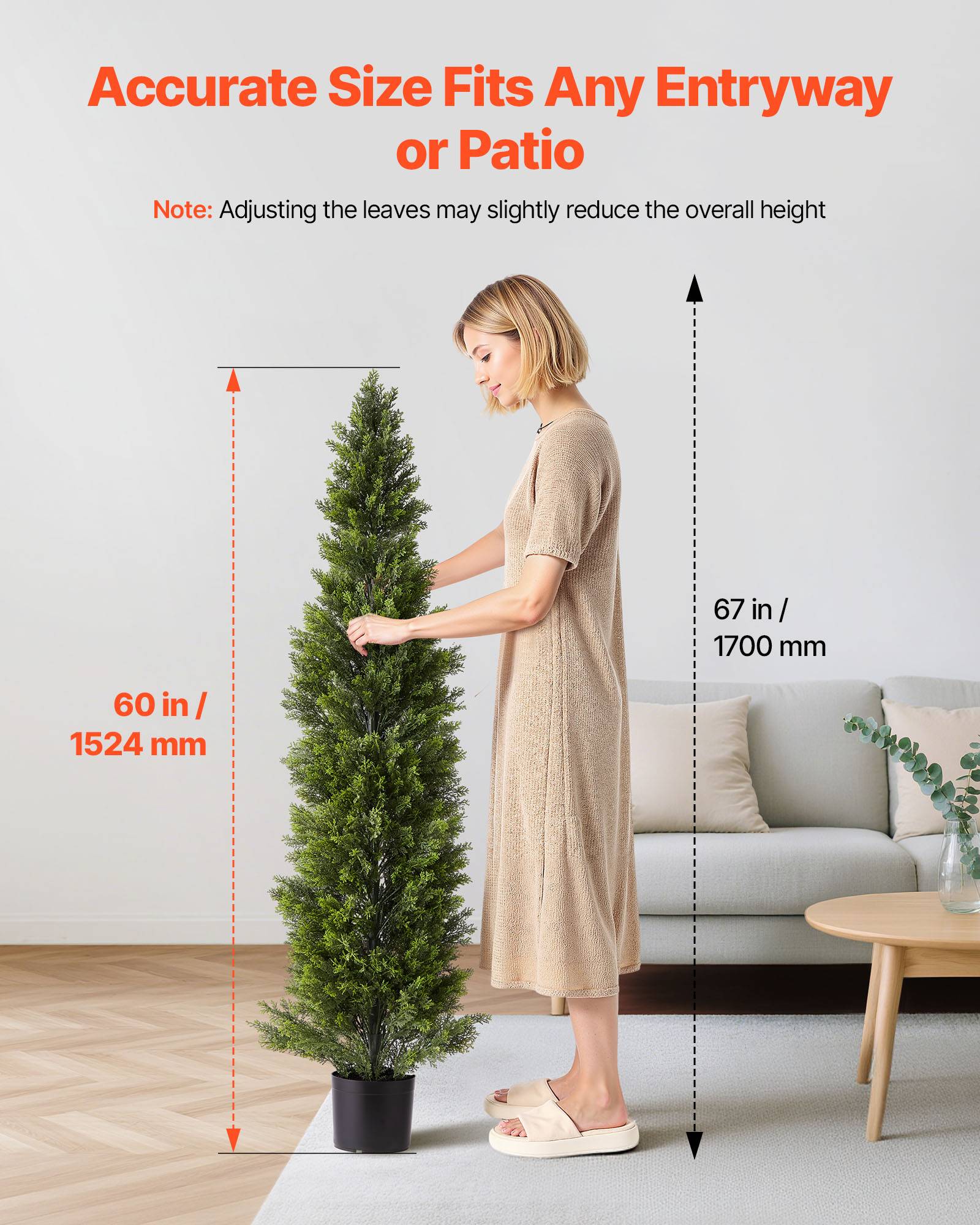 VEVOR Arbre Topiaire Artificiel en Cèdre Faux Pin Plante Déco Lot de 2 1524 mm - Image 5
