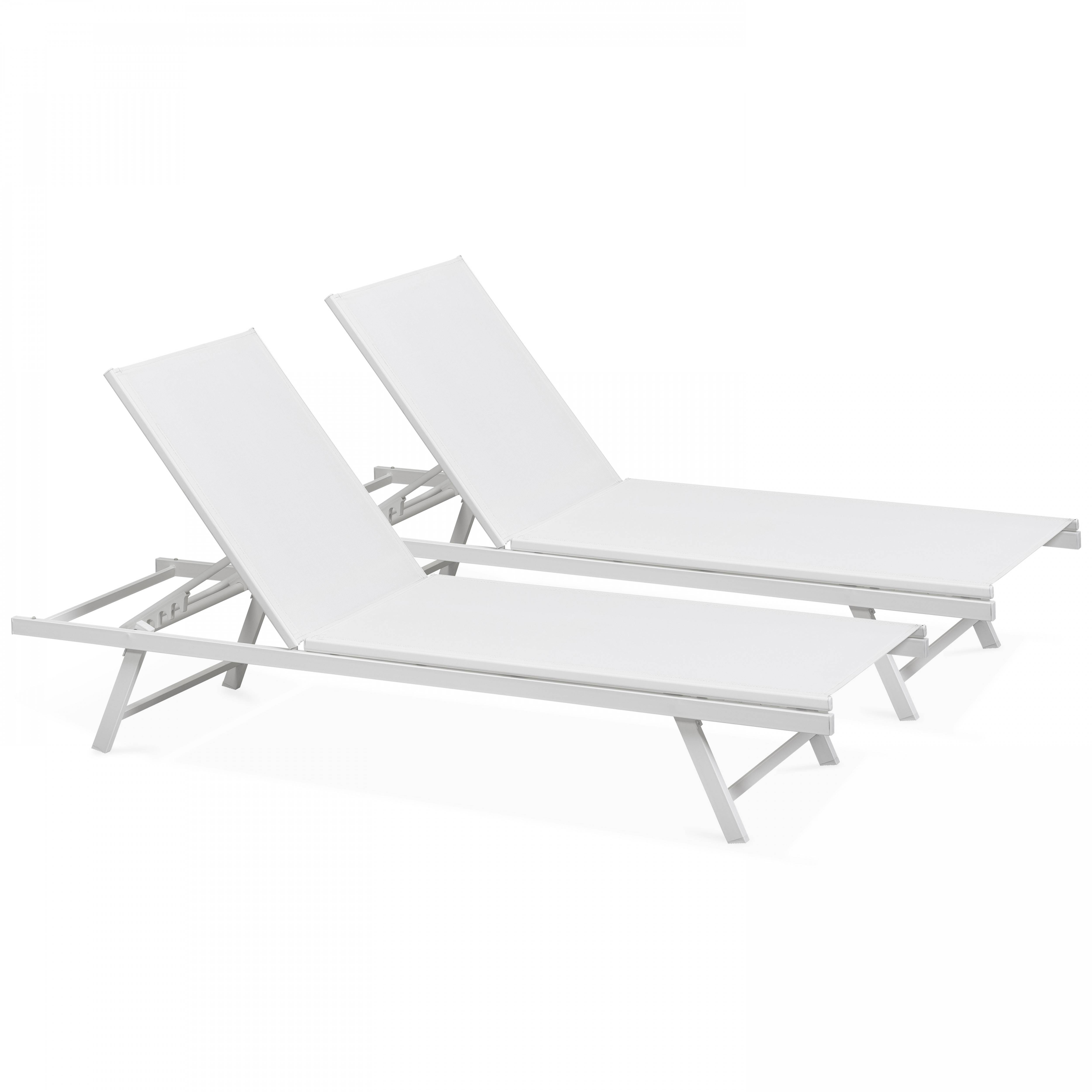 Oviala - Lot de 2 bains de soleil en acier blanc Tahiti - Oviala - Image 1