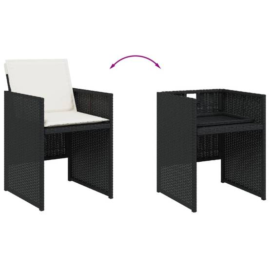 Chaises de jardin lot de 4 avec coussins noir résine tressée 50,5x54x79 cm - PANGIVO - Image 8