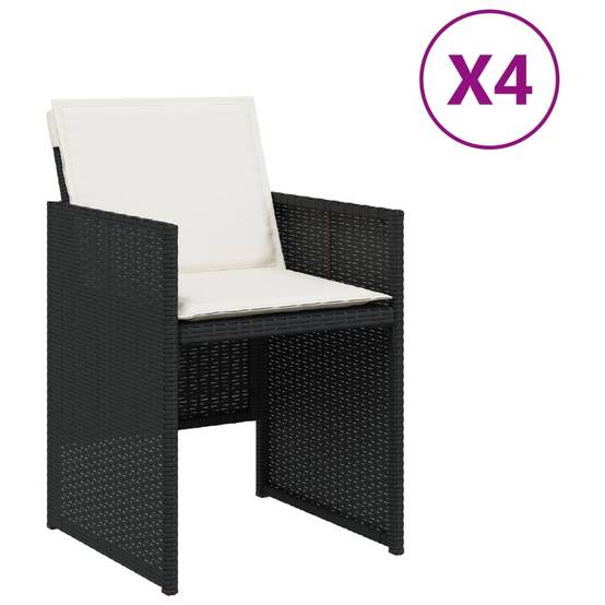 Chaises de jardin lot de 4 avec coussins noir résine tressée 50,5x54x79 cm - PANGIVO - Image 2