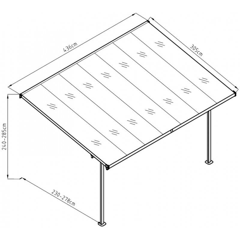 X-Metal - Pergola adossée ajustable aluminium 13,3 m² anthracite polycarbonate 6mm X-Metal - Image 4