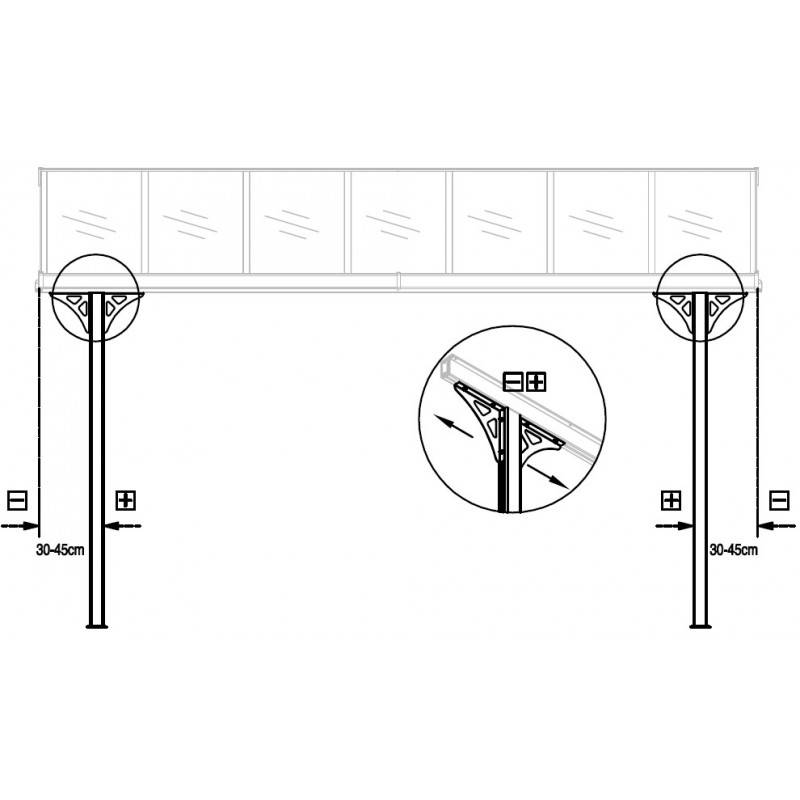 X-Metal - Pergola adossée ajustable aluminium 13,3 m² anthracite polycarbonate 6mm X-Metal - Image 6