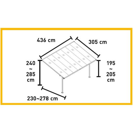 X-Metal - Pergola adossée ajustable aluminium 13,3 m² anthracite polycarbonate 6mm X-Metal - Image 3