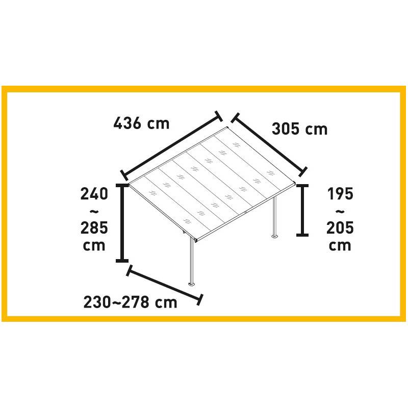 X-Metal - Pergola adossée ajustable aluminium 13,3 m² anthracite polycarbonate 6mm X-Metal - Image 3