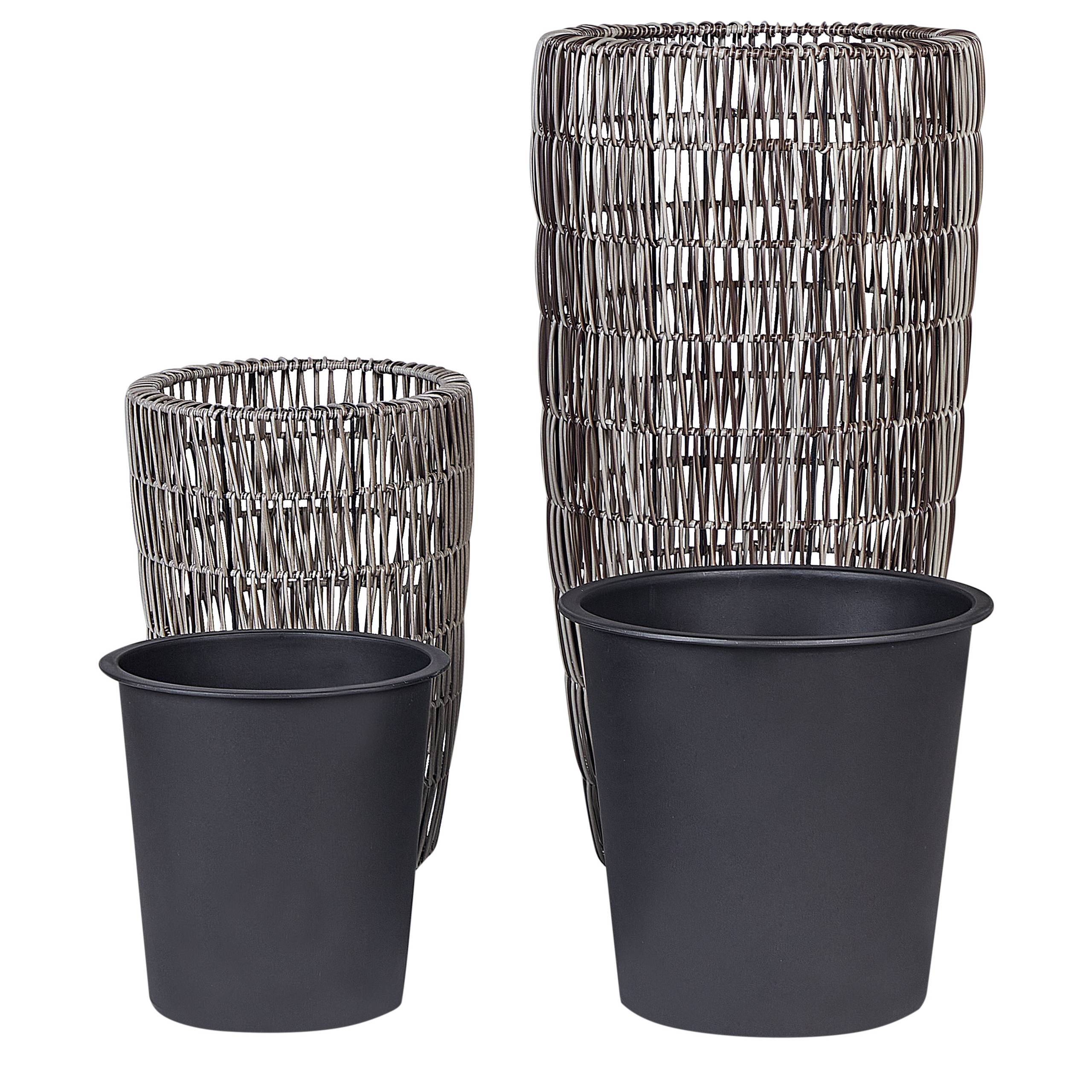 Beliani - Cache-pot d'extérieur Polyrotin Marron CHELONE - 34x34x66- Beliani - Image 5