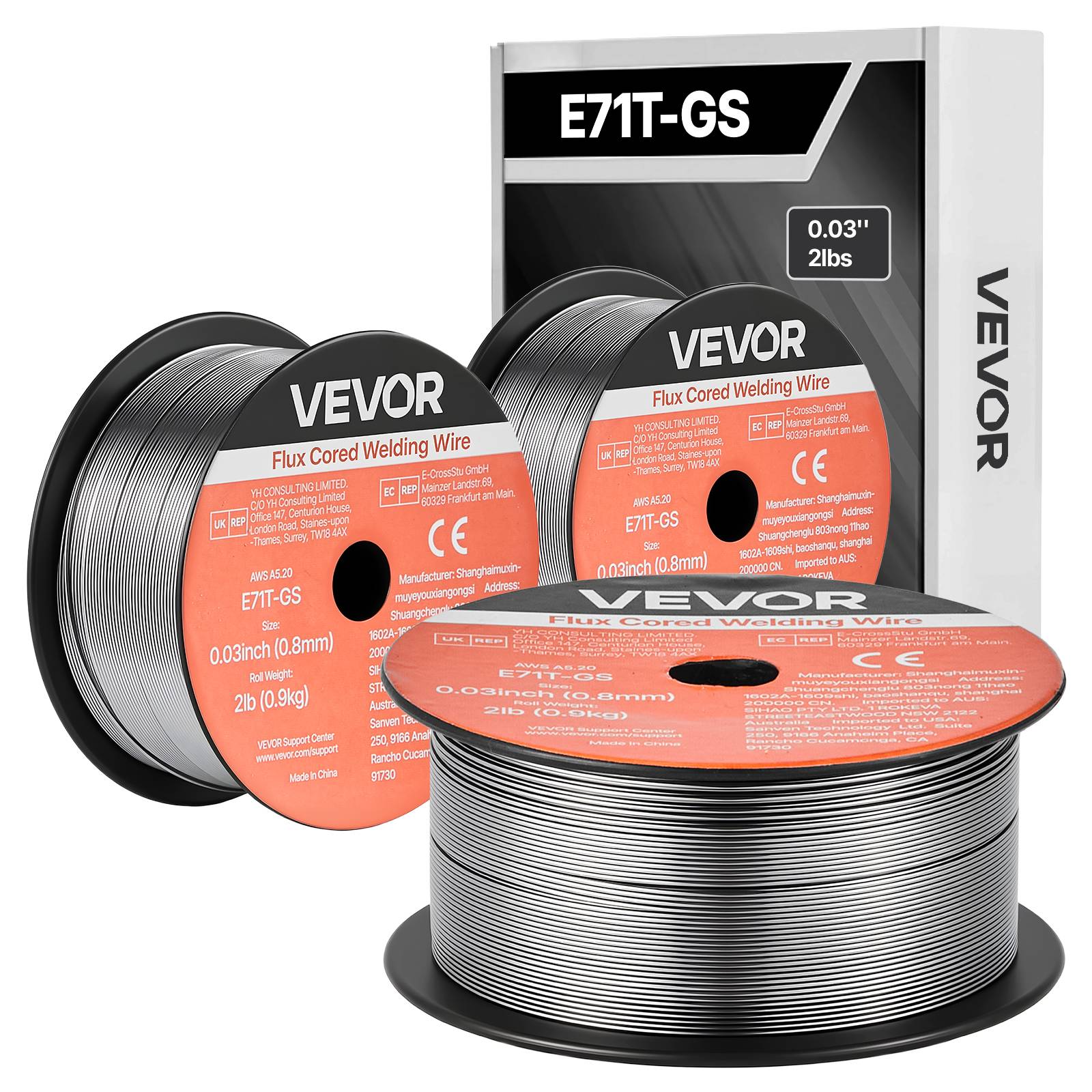 Vevor - VEVOR Fil fourré sans gaz 0,8 mm - 3 bobines de 0,9 kg, E71T-GS, pour acier doux, toutes positions, usage extérieur. - Image 1
