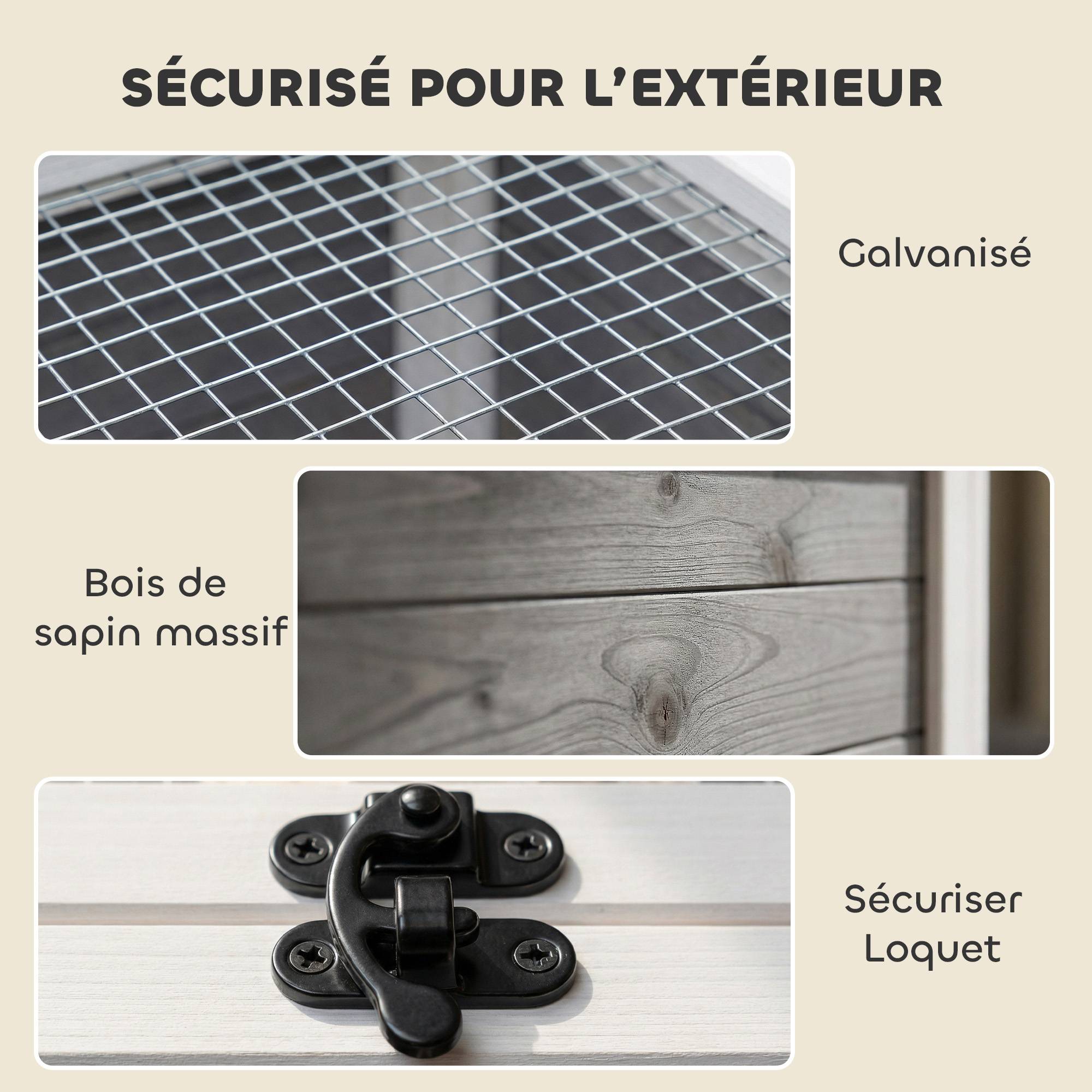 Sans Marque - Maison Tortue Terrestre Habitat 2 Zones avec Double Toit Ouvrant Bitumé et Grillagé Fenêtre 113x106,5x44,5cm Gris Foncé - Image 8