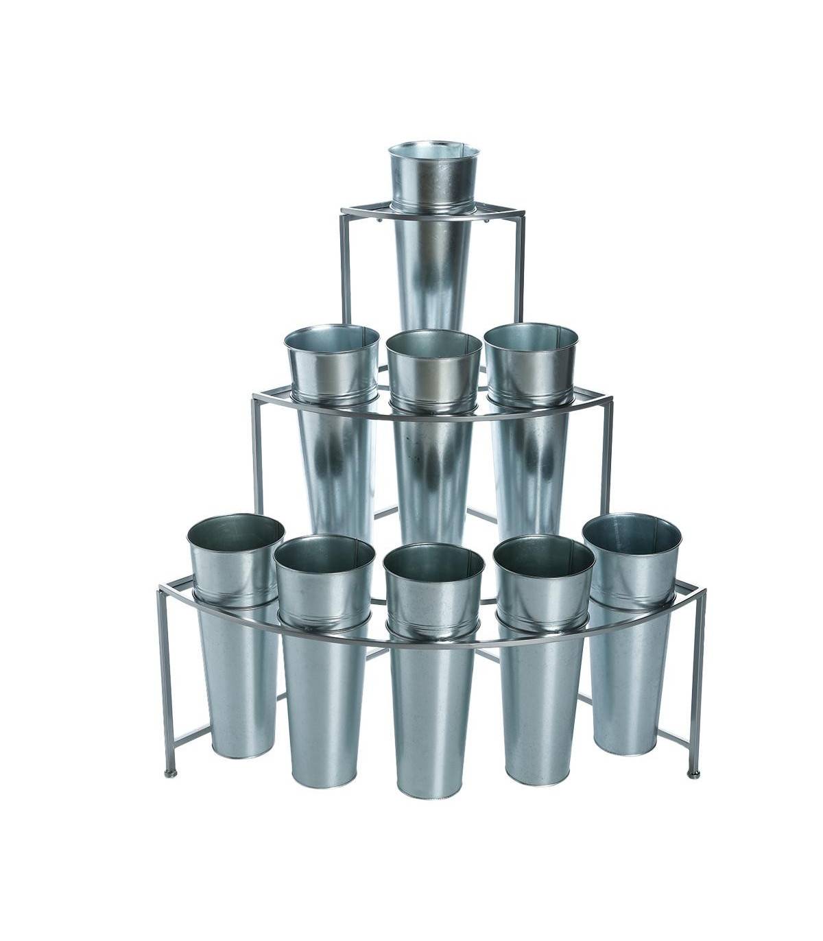 Etagère Présentoir pour fleurs en zinc avec 9 cache-pots - Image 1