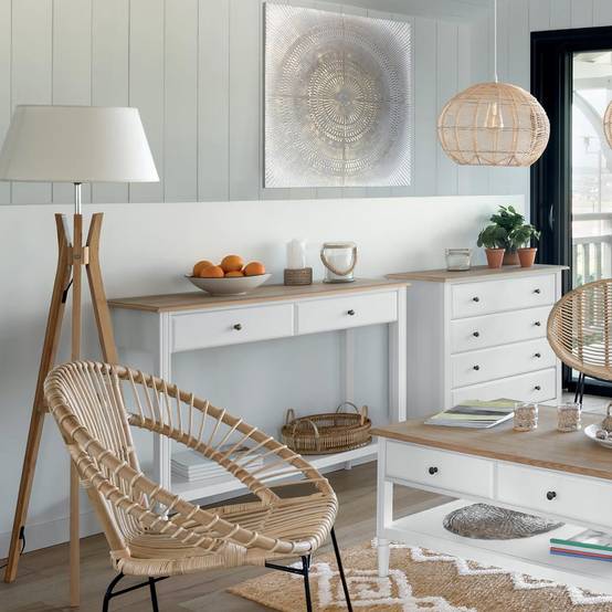 Lampadaire trépied bambou Kalo blanc Atmosphera - Image 6