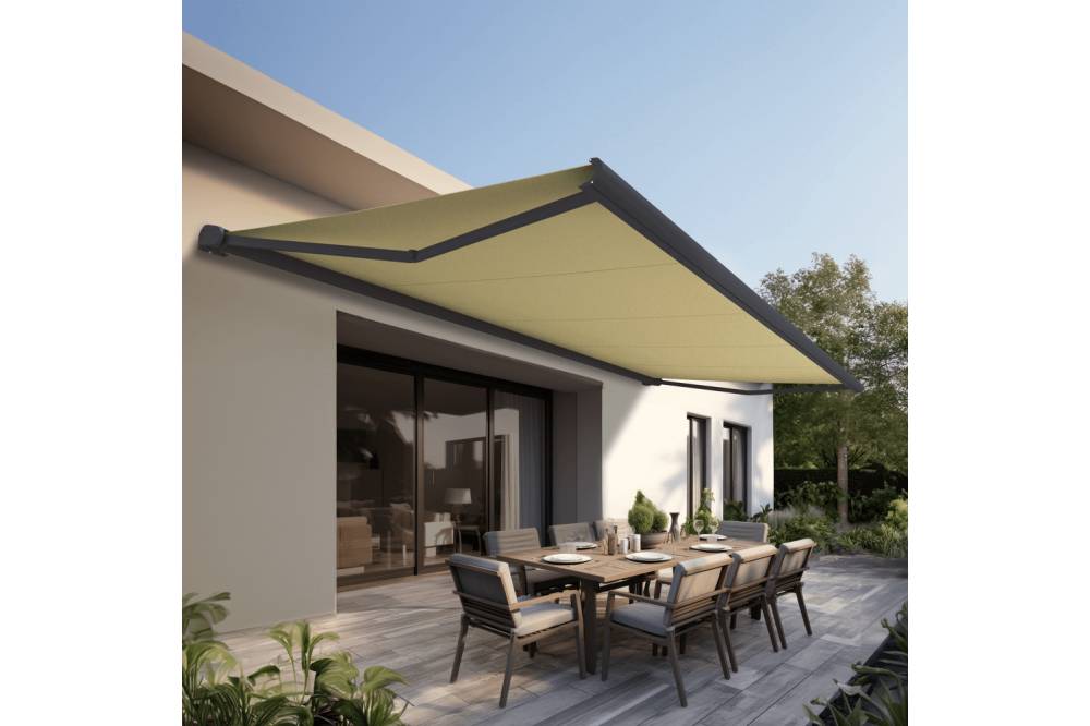 Ombrazur - Store banne Coffre intégral PROTECT 2 Gris Anthracite 4,05x3,50m Motorisé à télécommande - Toile Ecrue OMBRAZUR - Image 2