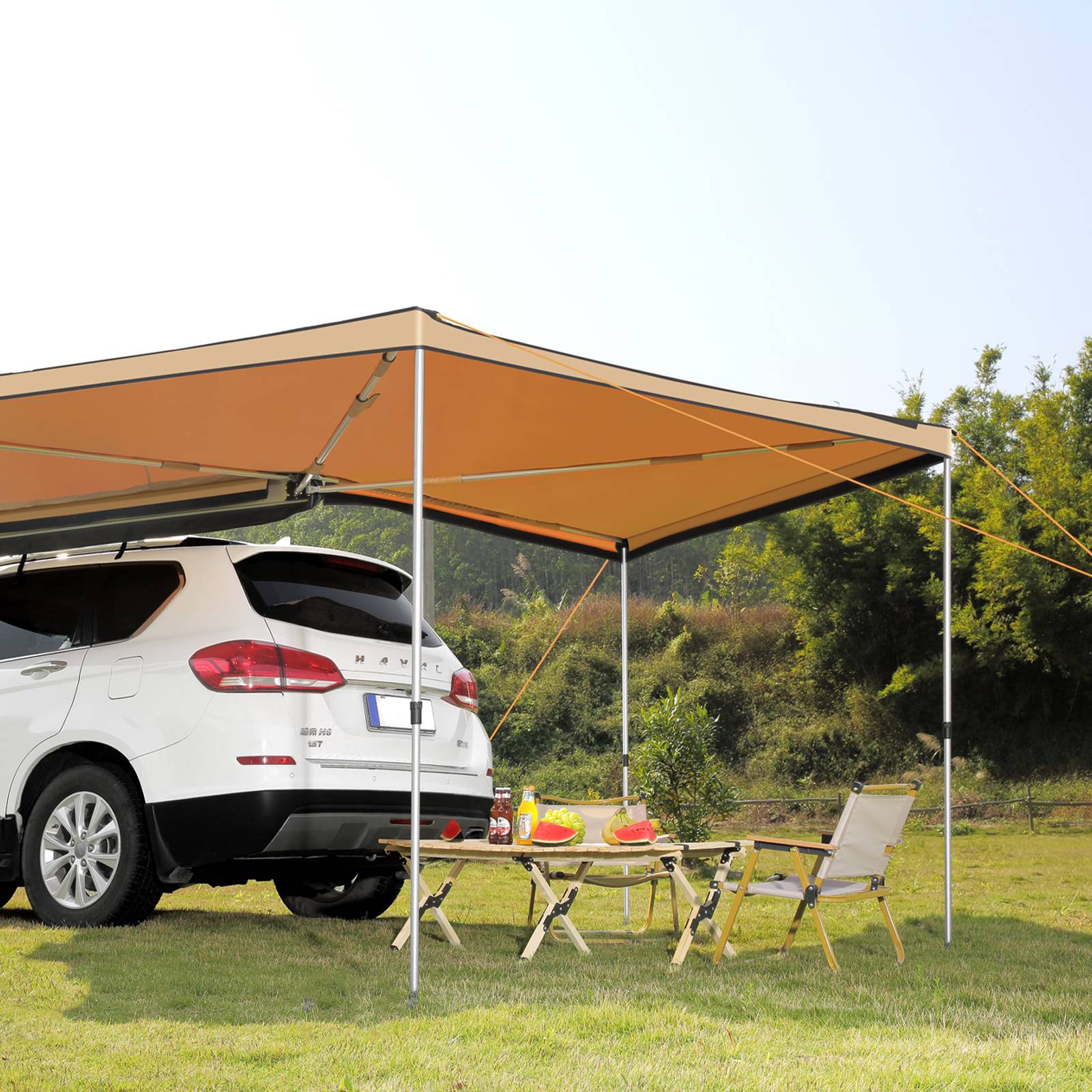 VEVOR Auvent voiture rétractable 270° 2.5m, PU UV50+, résistant, avec sac, pour SUV, camping-cars. - Image 8