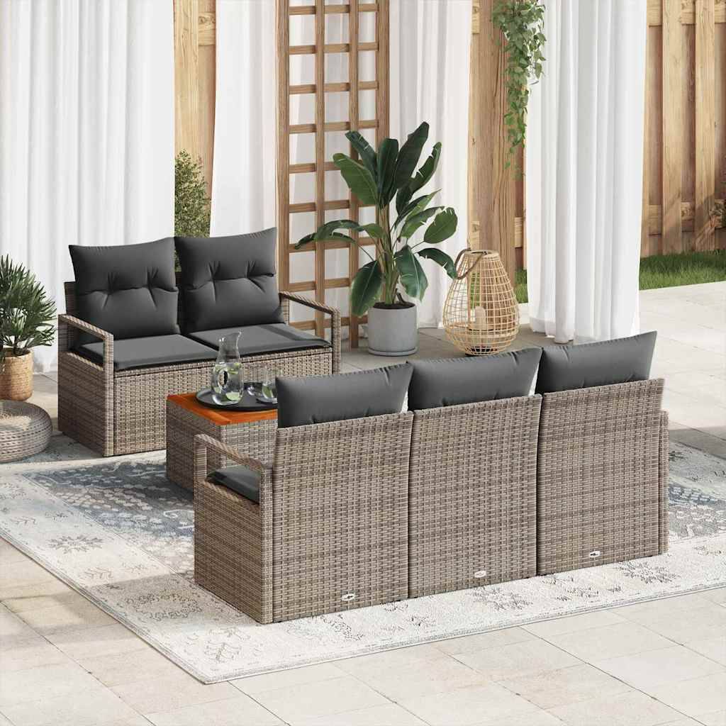 ComfortXL - Salon de jardin d'angle 5 places résine tressée grise modulable avec table basse acacia pour patio Gris – ComfortXL Outdoor Living - Image 1