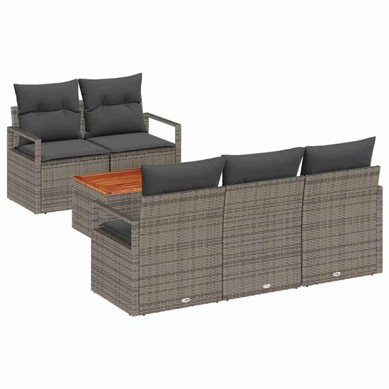 ComfortXL - Salon de jardin d'angle 5 places résine tressée grise modulable avec table basse acacia pour patio Gris – ComfortXL Outdoor Living - Image 2