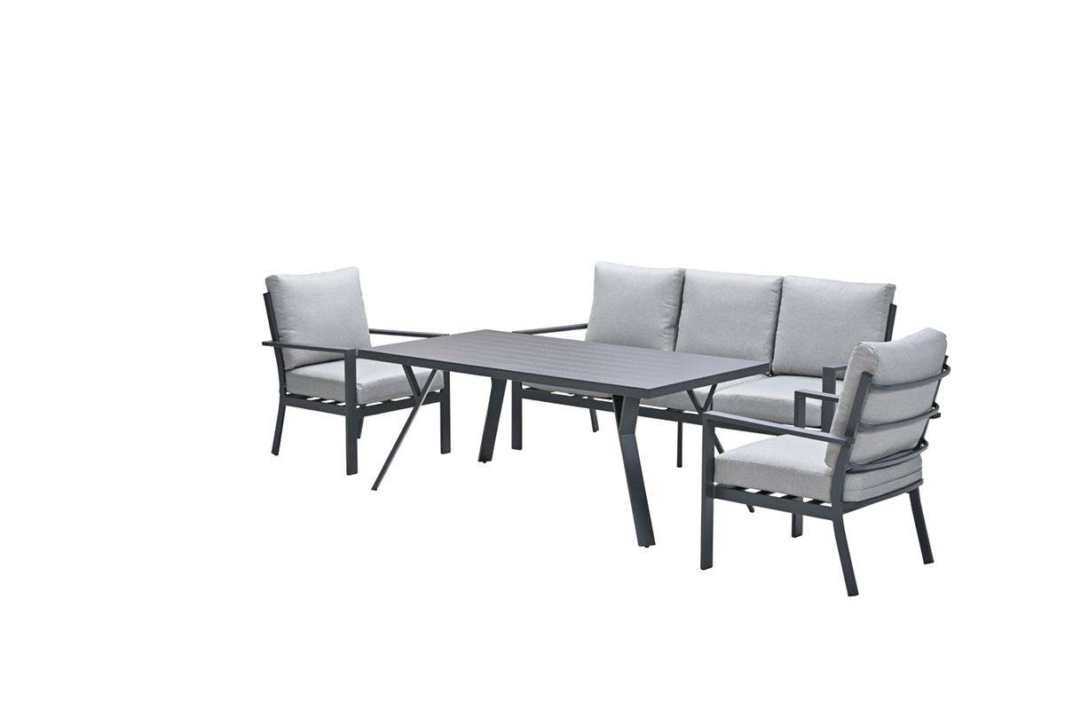 Garden Impressions - Ensemble salon de jardin Sergio - table haut - 4 pièces-noir- gris clair - Image 2