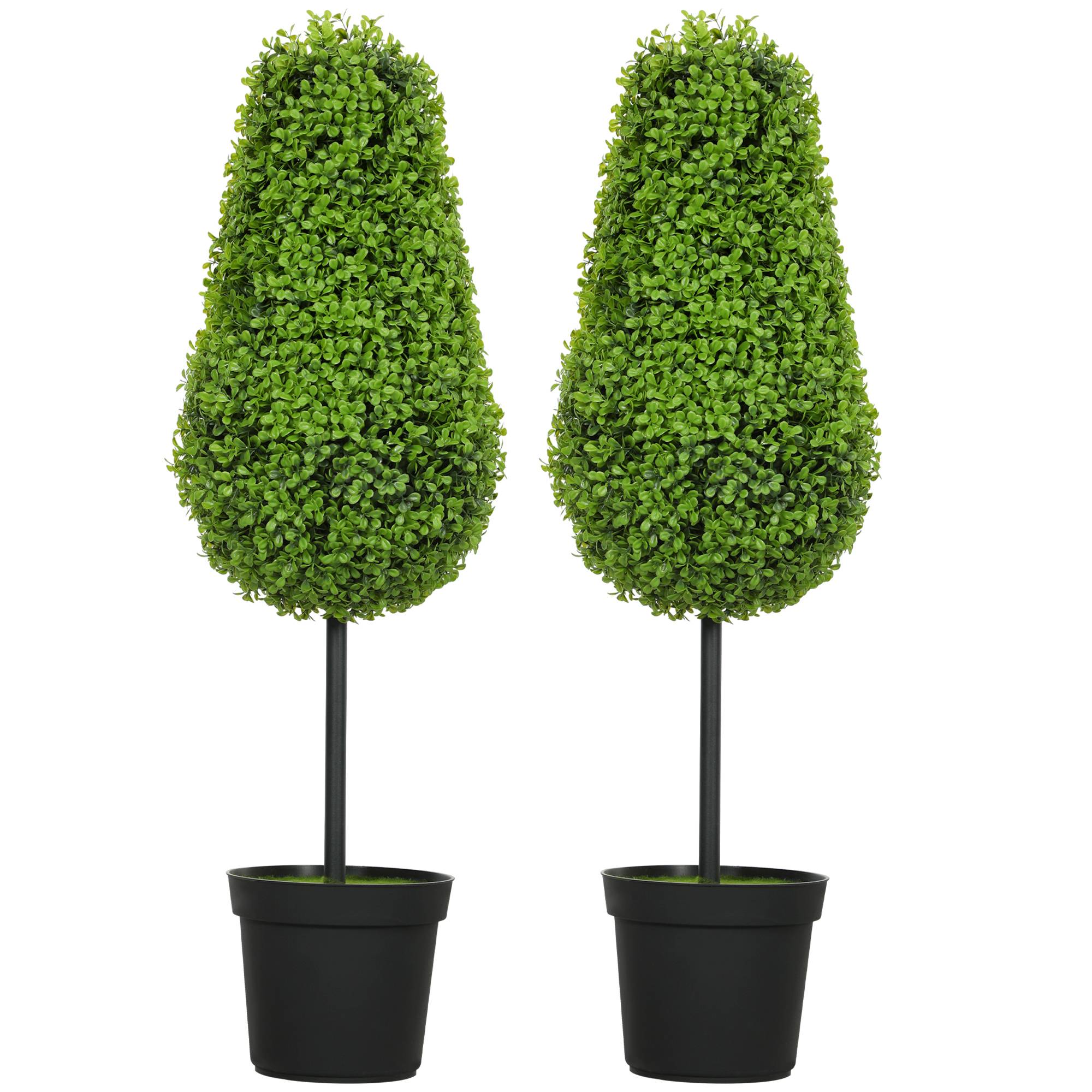 Sans Marque - Lot 2 plantes artificielles buis 90 cm forme larme plastique pot décoration moderne - Image 2