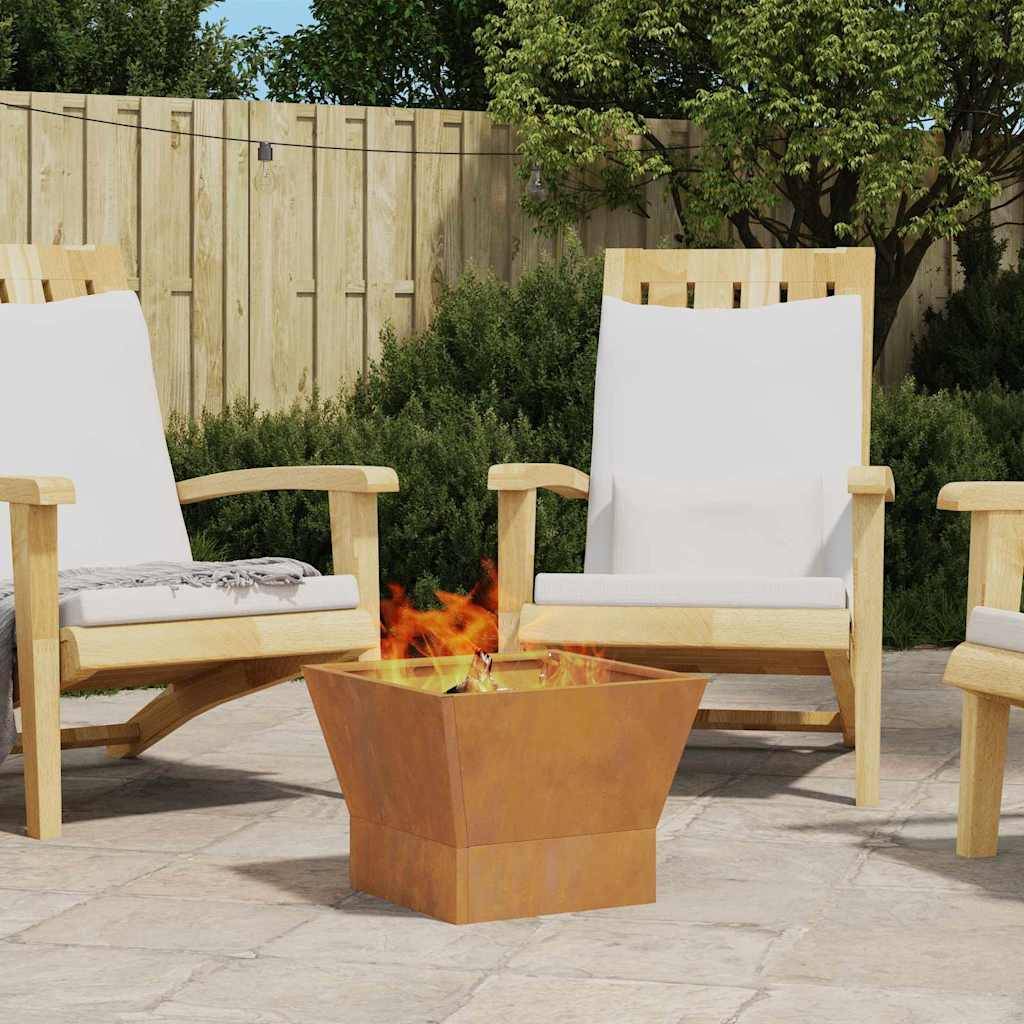 ComfortXL - Brasero Carré de Jardin en Acier Foyer Extérieur pour Terrasse Marron 40x40 cm – ComfortXL Outdoor Living - Image 1