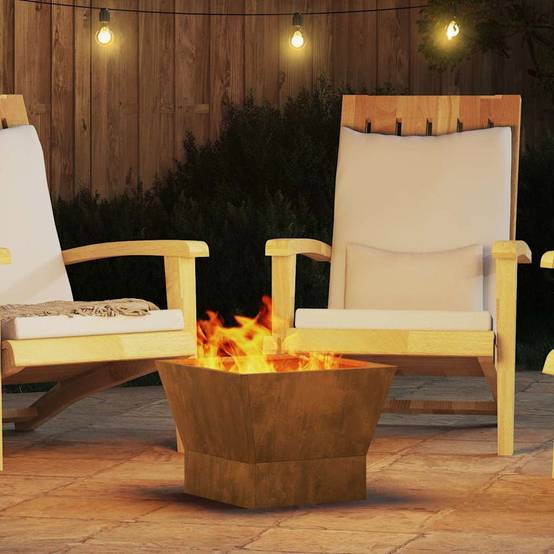 ComfortXL - Brasero Carré de Jardin en Acier Foyer Extérieur pour Terrasse Marron 40x40 cm – ComfortXL Outdoor Living - Image 4