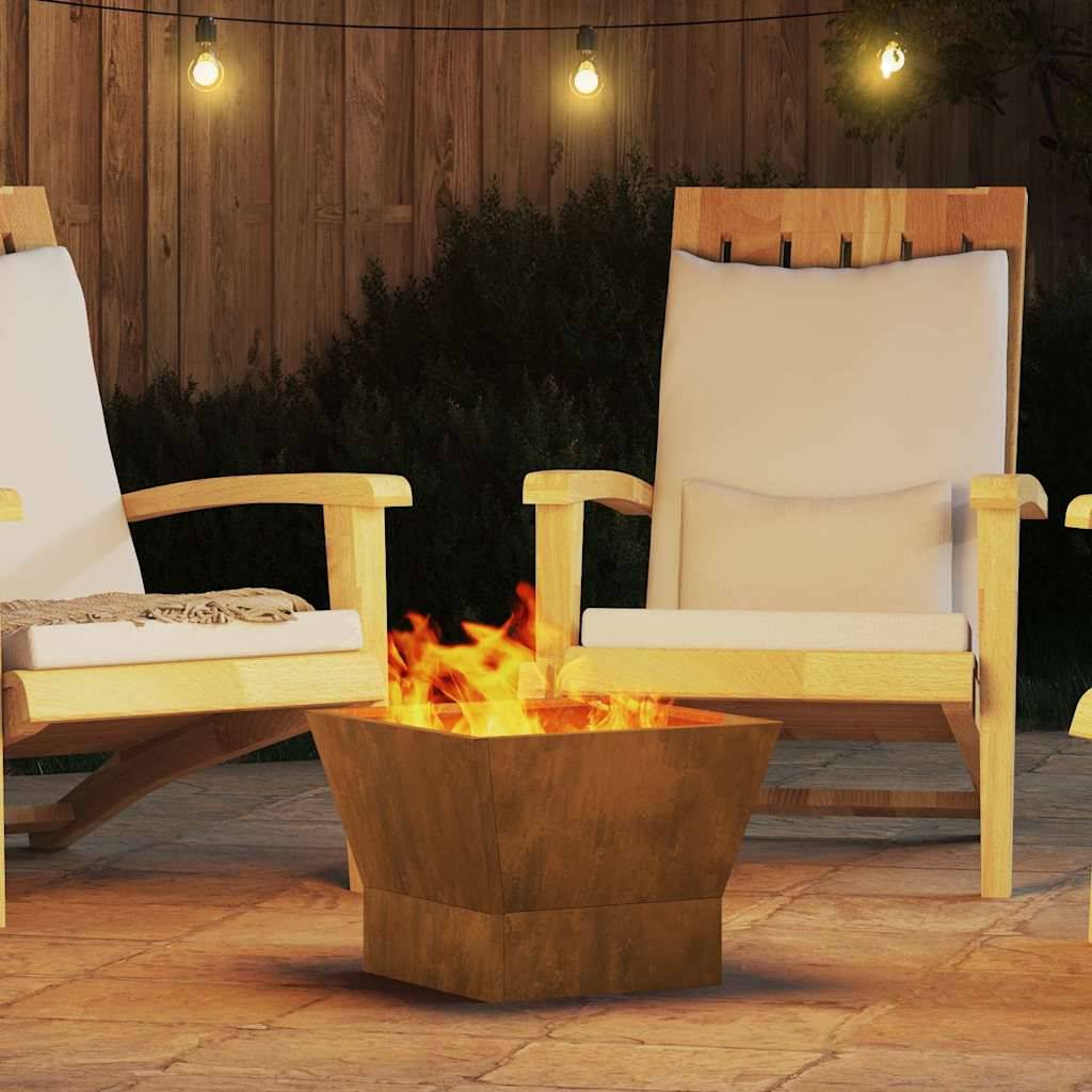 ComfortXL - Brasero Carré de Jardin en Acier Foyer Extérieur pour Terrasse Marron 40x40 cm – ComfortXL Outdoor Living - Image 4