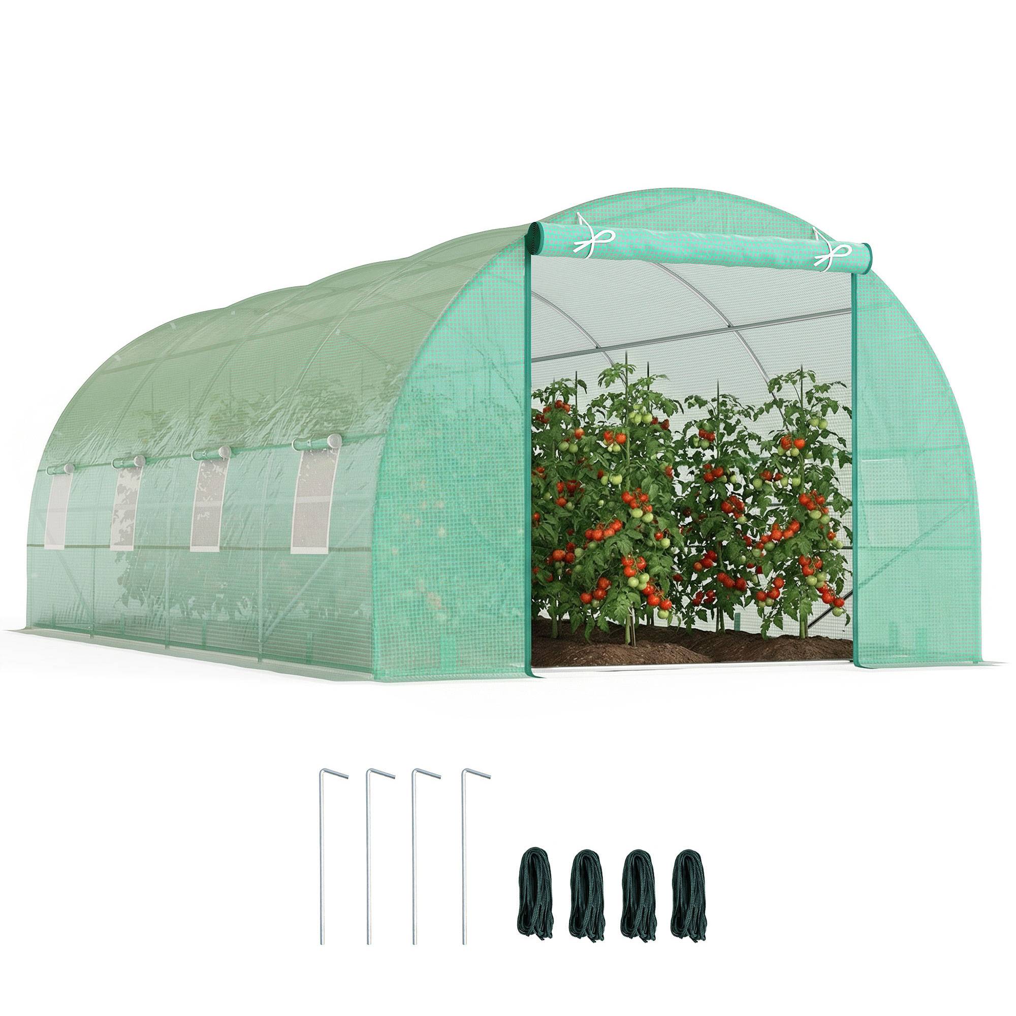 Serre aluminium tomates tunnel type châssis froid avec fenêtre verte, 595x300x200 cm - Image 1