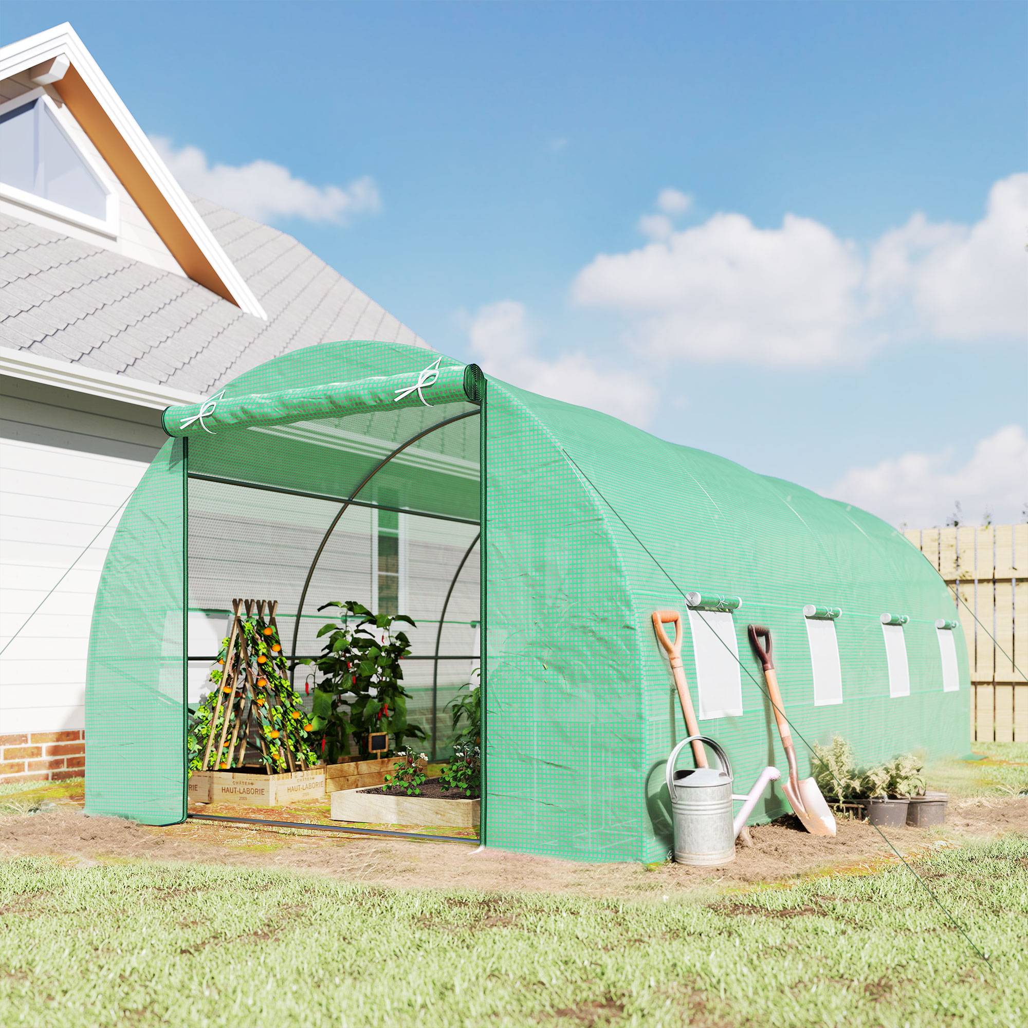Serre aluminium tomates tunnel type châssis froid avec fenêtre verte, 595x300x200 cm - Image 4