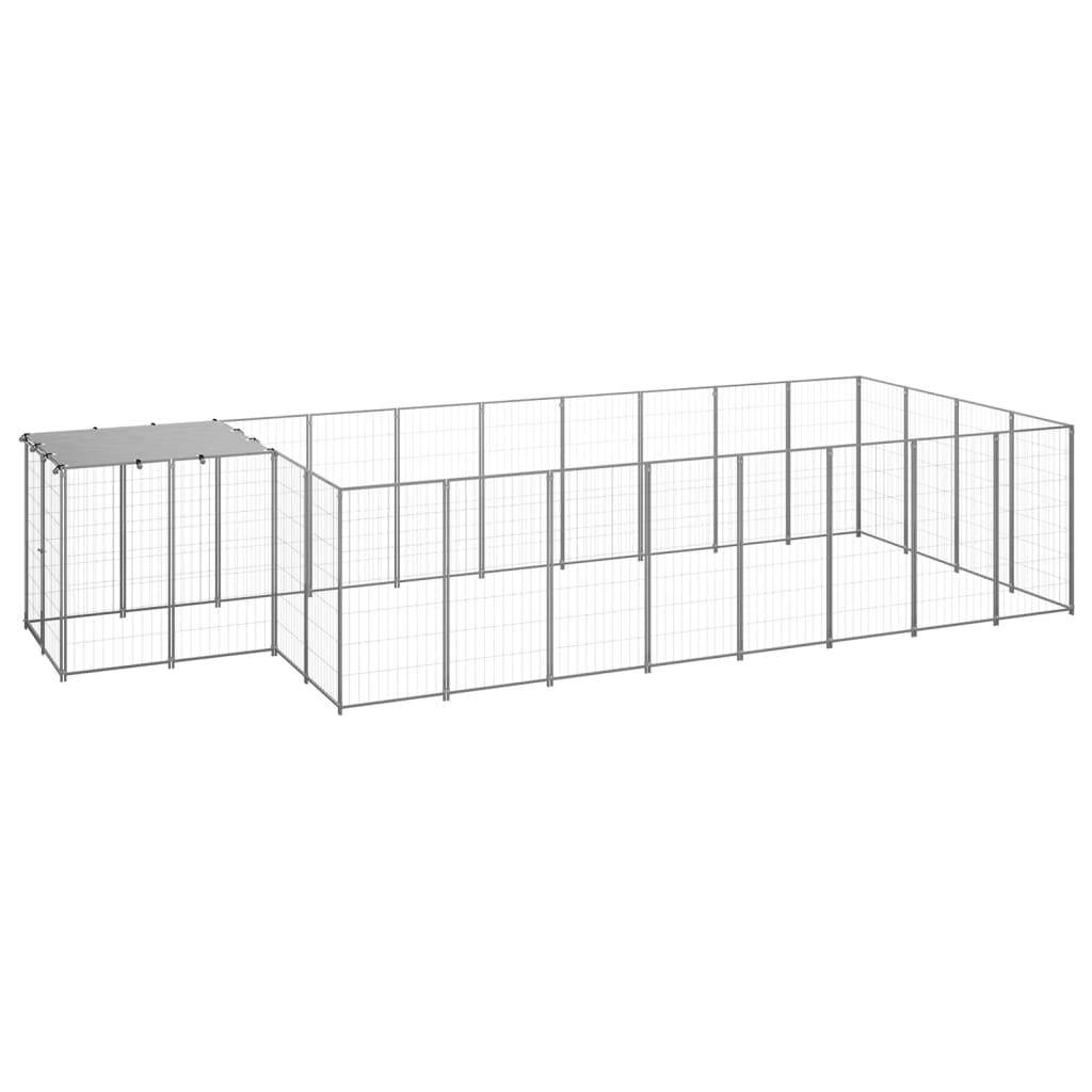 Helloshop26 - Chenil extérieur cage enclos parc animaux chien argenté 10,89 m² acier - Image 1