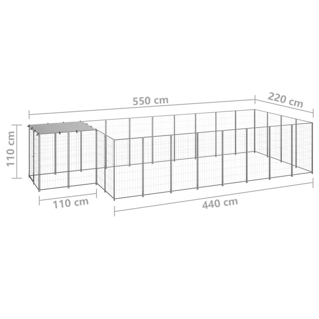 Helloshop26 - Chenil extérieur cage enclos parc animaux chien argenté 10,89 m² acier - Image 2