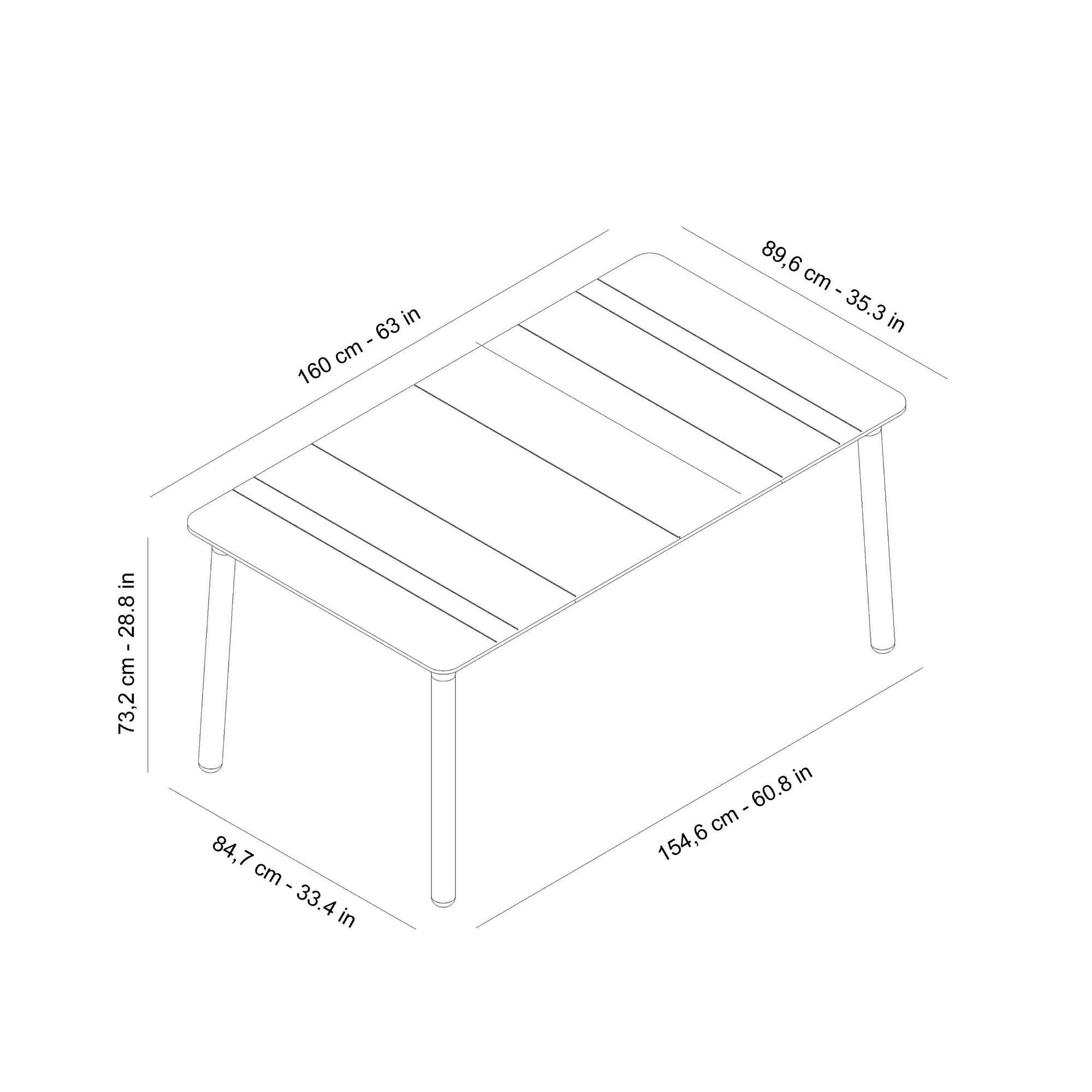 Table rectangulaire recyclée extérieur 160x90 jaune feu NOA garbar - Image 2