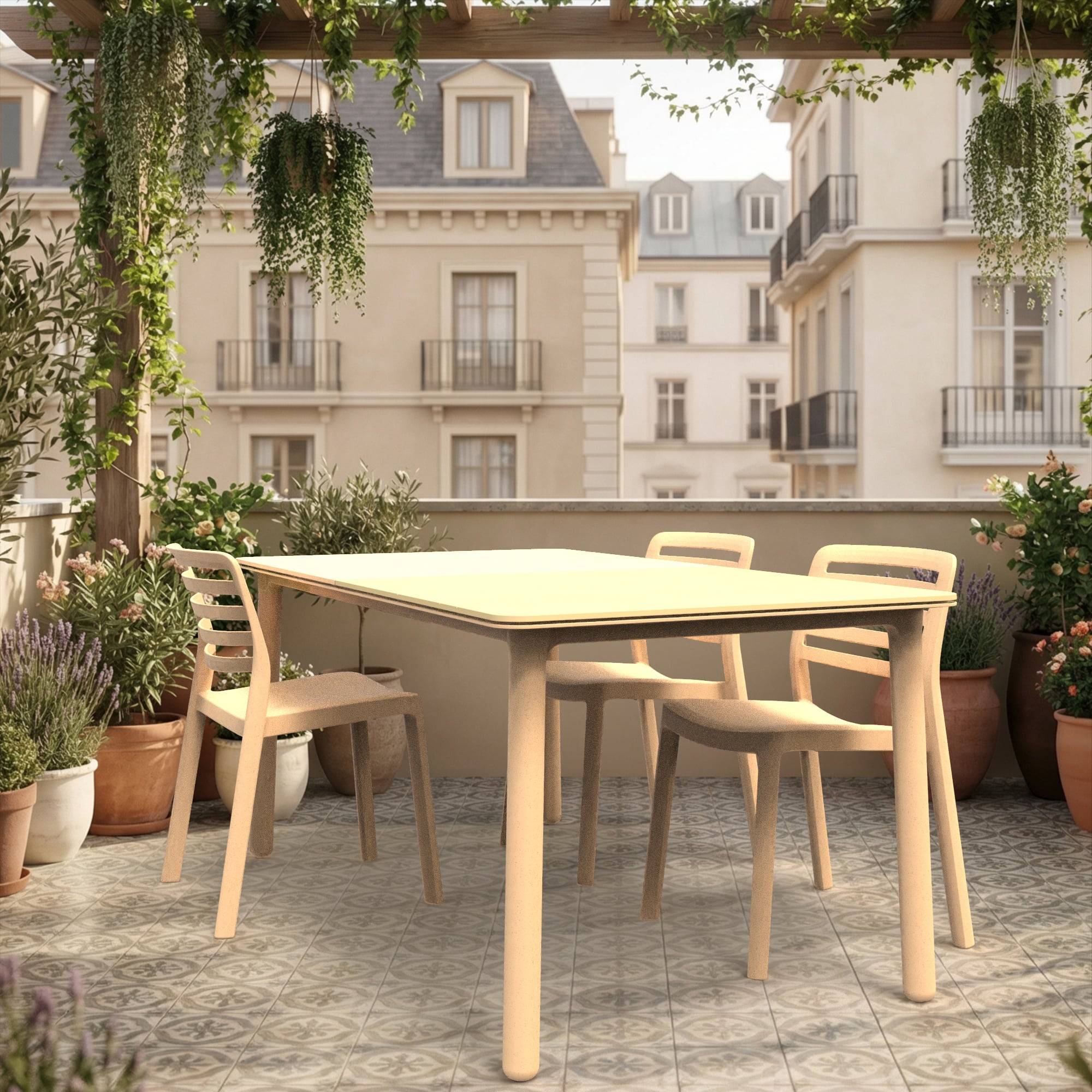 Table rectangulaire recyclée extérieur 160x90 jaune feu NOA garbar - Image 8