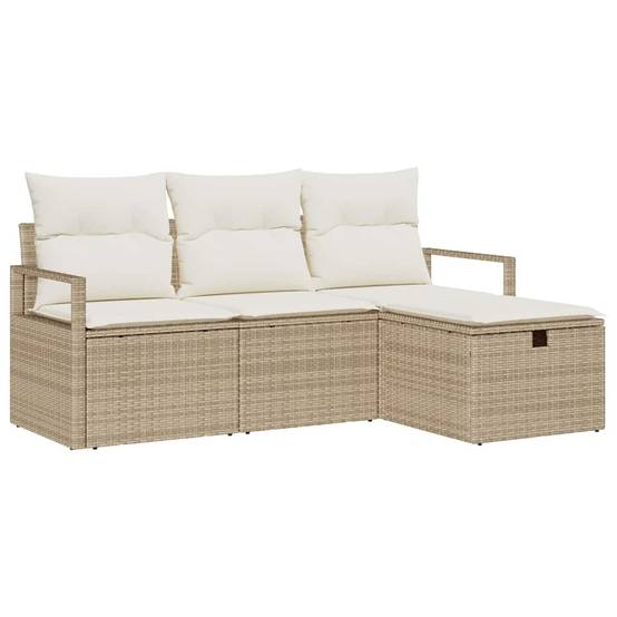 Mobilier Balcon 4 pcs Polyrotin Beige avec Rangement Astucieux et Confort pour Petit Jardin – ComfortXL Outdoor Living - Image 2