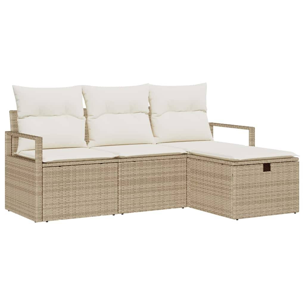 Mobilier Balcon 4 pcs Polyrotin Beige avec Rangement Astucieux et Confort pour Petit Jardin – ComfortXL Outdoor Living - Image 2