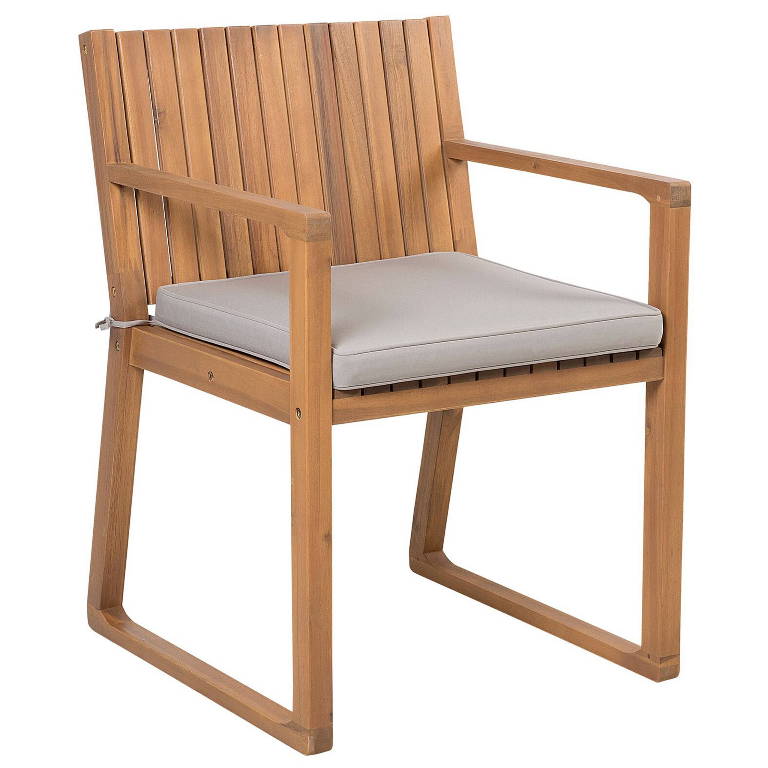 Beliani - Lot 8 Chaises de Jardin ou Terrasse en Bois d'Acacia Résistant avec Coussins Gris Beiges Matières Durables Confort d'Assise Optimal Beliani - Image 4