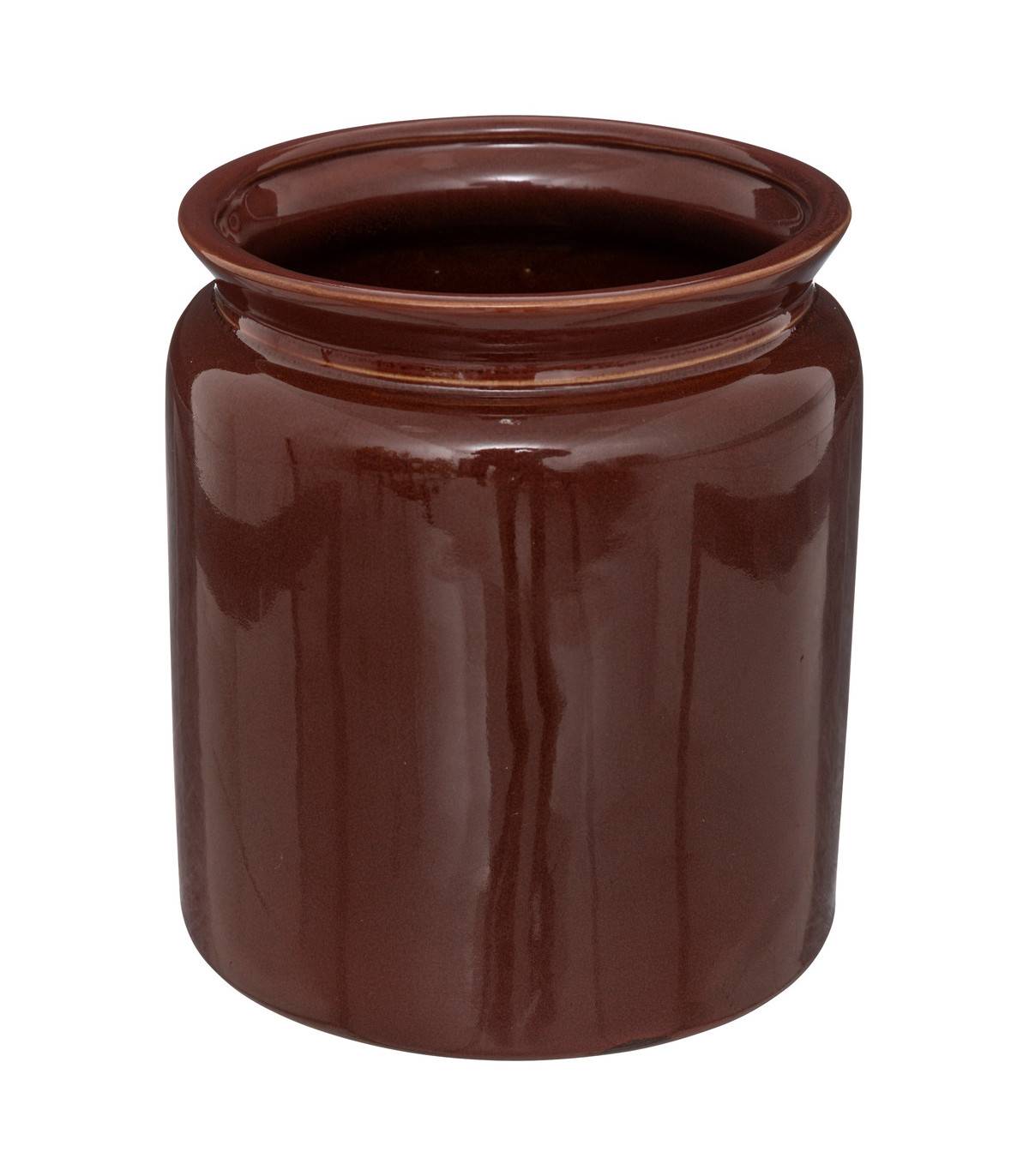 Atmosphera - Pot en Céramique émaillée Marron D 16,5 x H 18,5 cm
