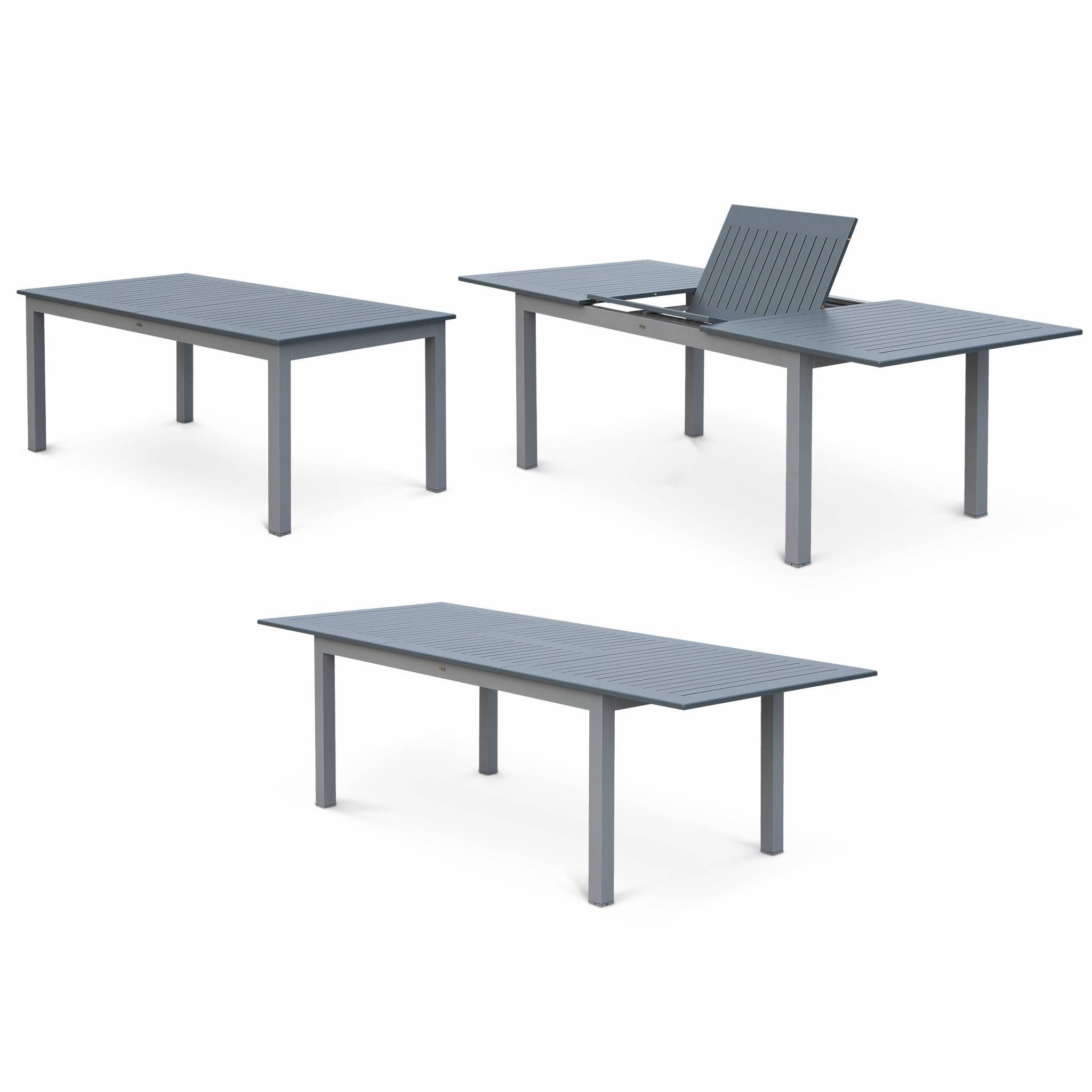sweeek - Table de jardin extensible aluminium + 8 assises - Chicago Gris - Table en aluminium 175/245cm avec rallonge et 8 assises en textilène | sweeek - Image 4