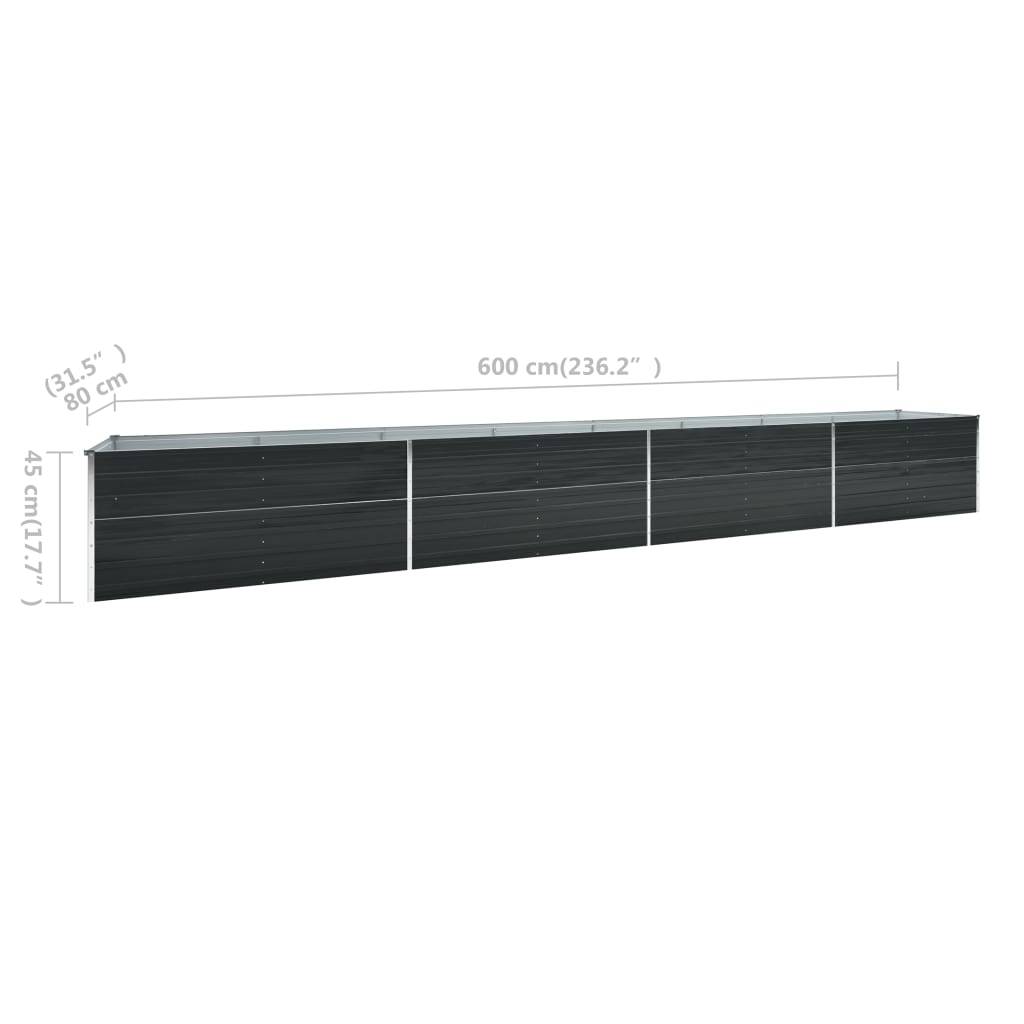 Jardinière lit surélevé plantes fleurs jardin acier galvanisé 600 x 80 x 45 cm anthracite - Image 5