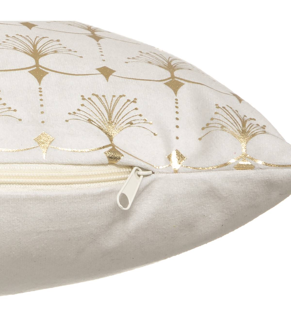 Coussin déhoussable velours Ivoire et Or 30 x 50 cm - Image 3