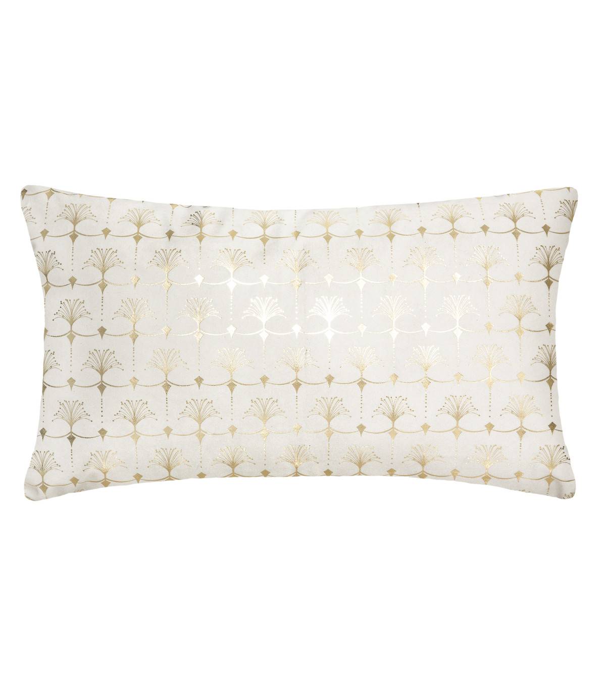 Coussin déhoussable velours Ivoire et Or 30 x 50 cm - Image 1