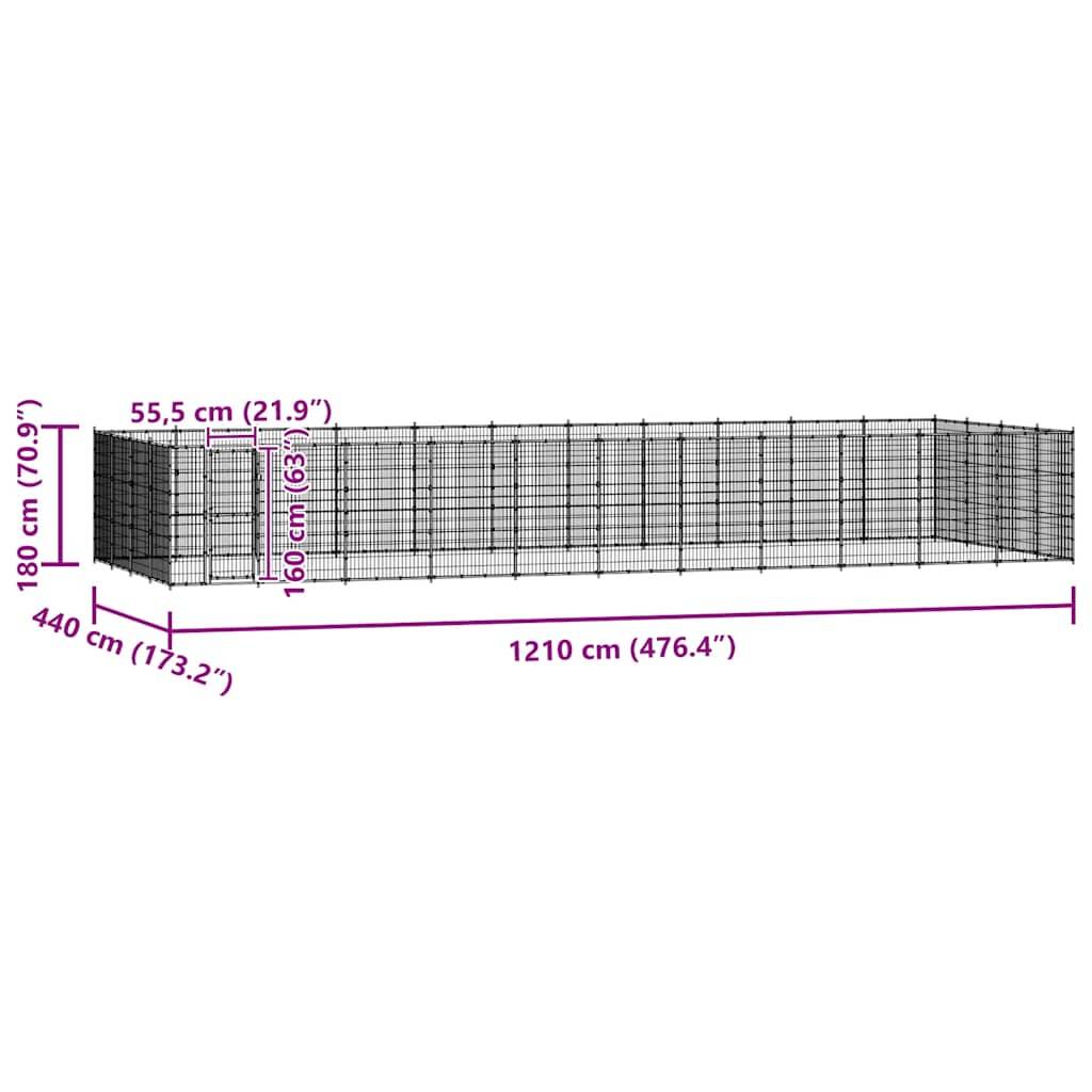 Vidaxl - Chenil d'extérieur pour chiens Acier 53,24 m² vidaXL 3082317 - Image 3