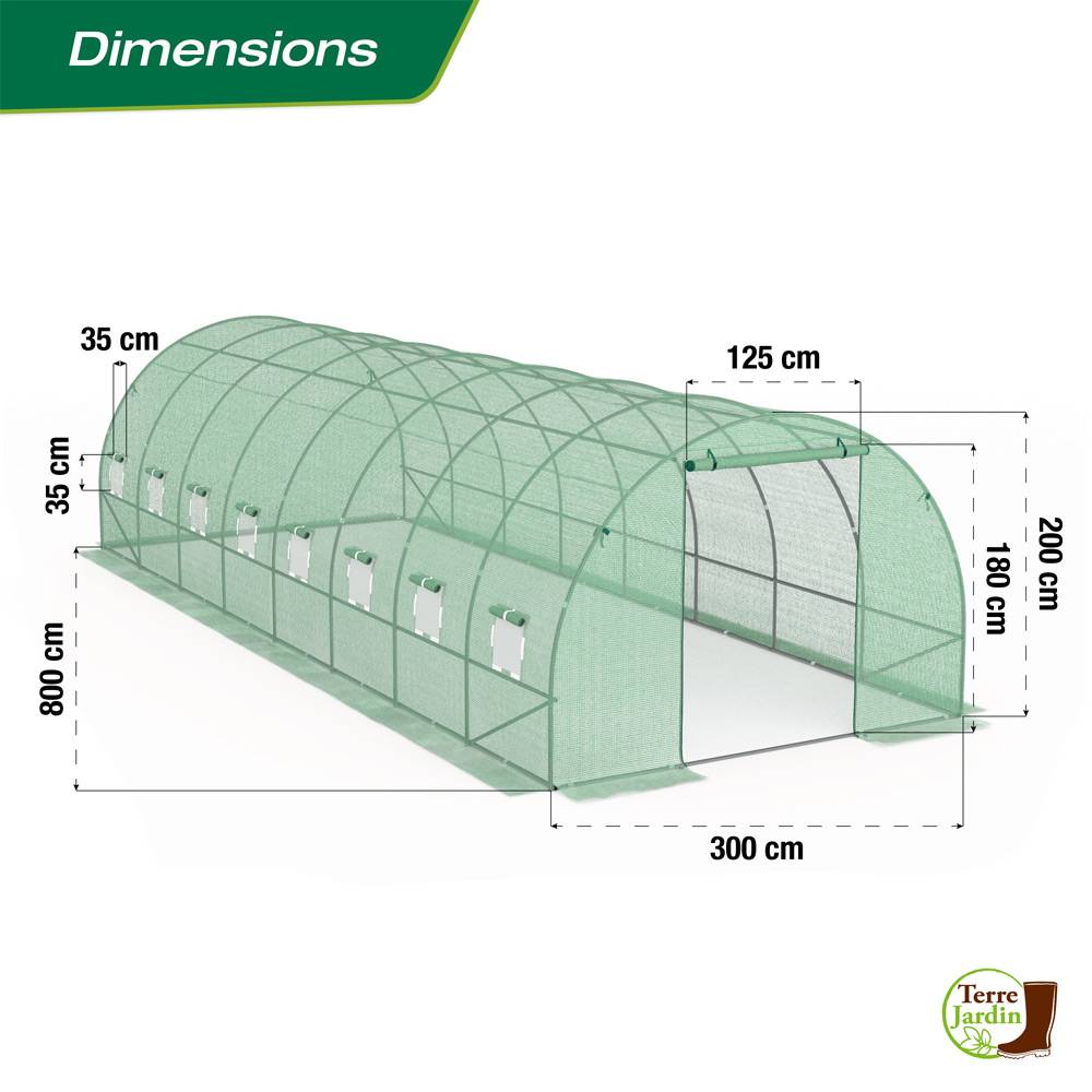 Terre Jardin - Serre tunnel de jardin - 24 m² en polyéthylène Renforcée - TERRE JARDIN - Image 3