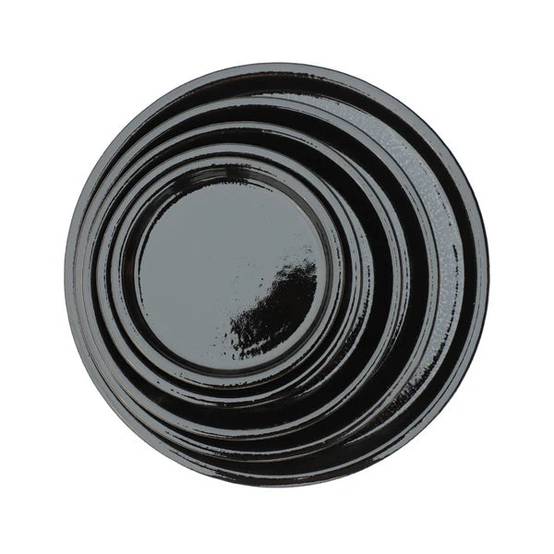 Soucoupe 27cm noir faite à la main en terre cuite émaillée