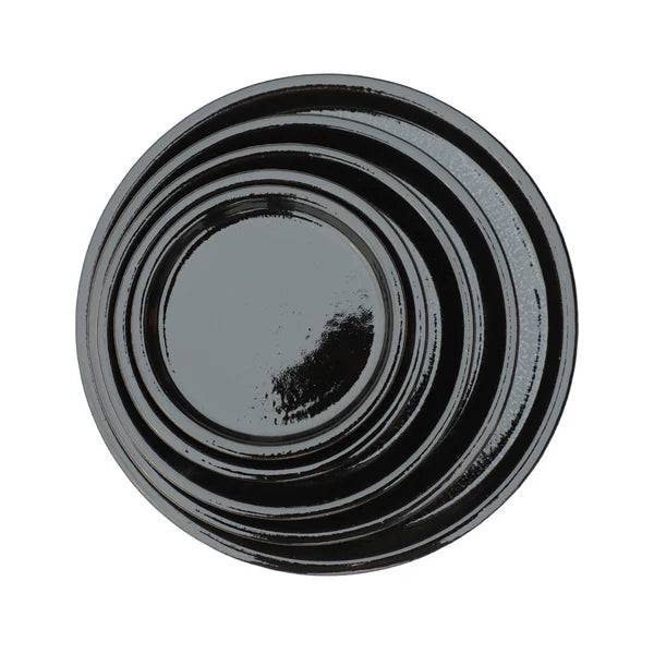 Soucoupe 27cm noir faite à la main en terre cuite émaillée