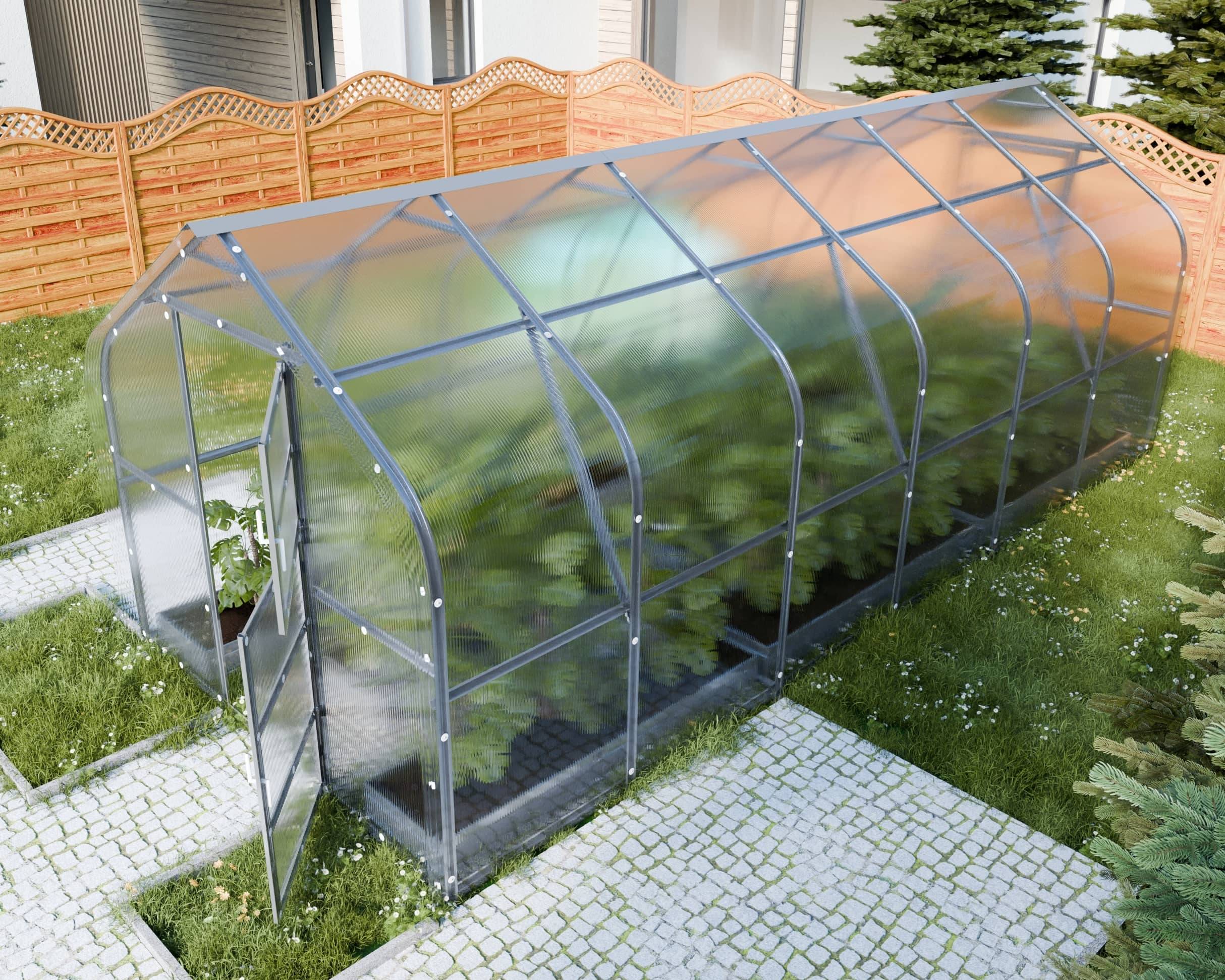 Serre KLASIKA*DROP 15m2, 2,5m x 6m, 6 mm avec revêtement en polycarbonate - Image 1