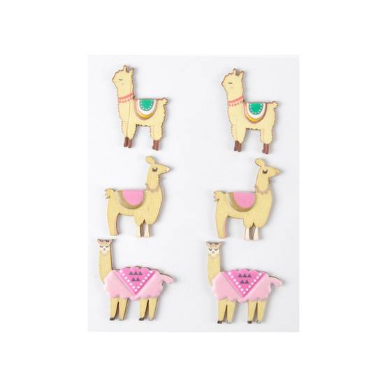 Lot de 6 Stickers en Bois "Lama" 5cm Multicolore - Image 2
