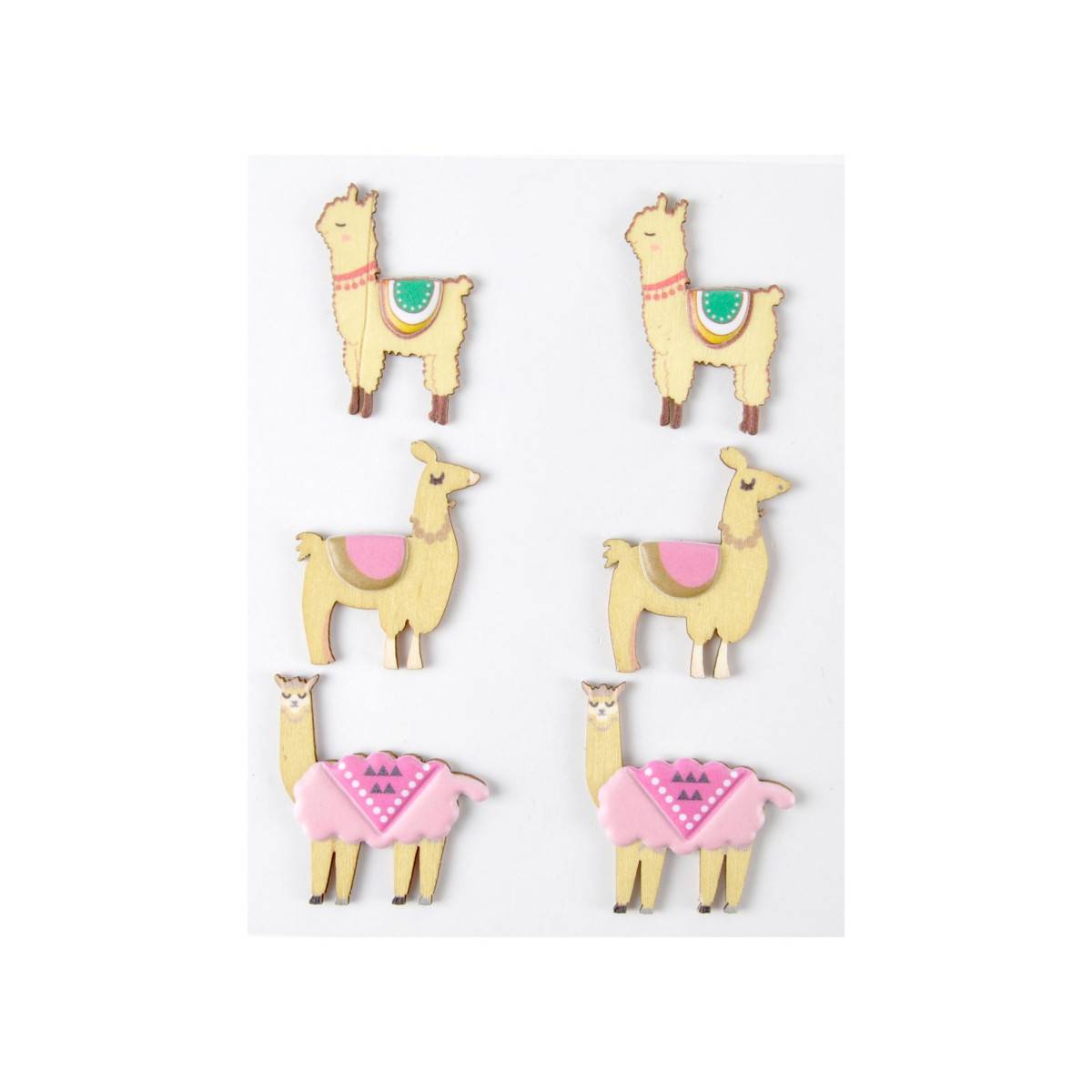 Lot de 6 Stickers en Bois "Lama" 5cm Multicolore - Image 2
